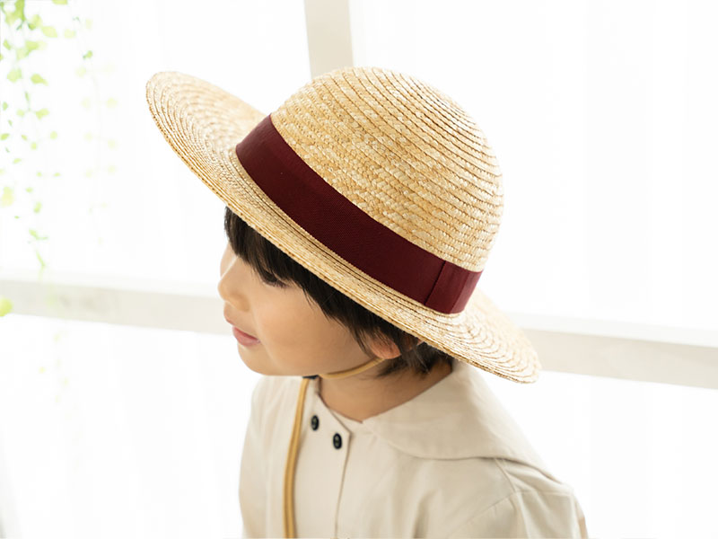 田中帽子店Roger（ロジャー）子供用・麦わら つば広丸型ハット 子供用