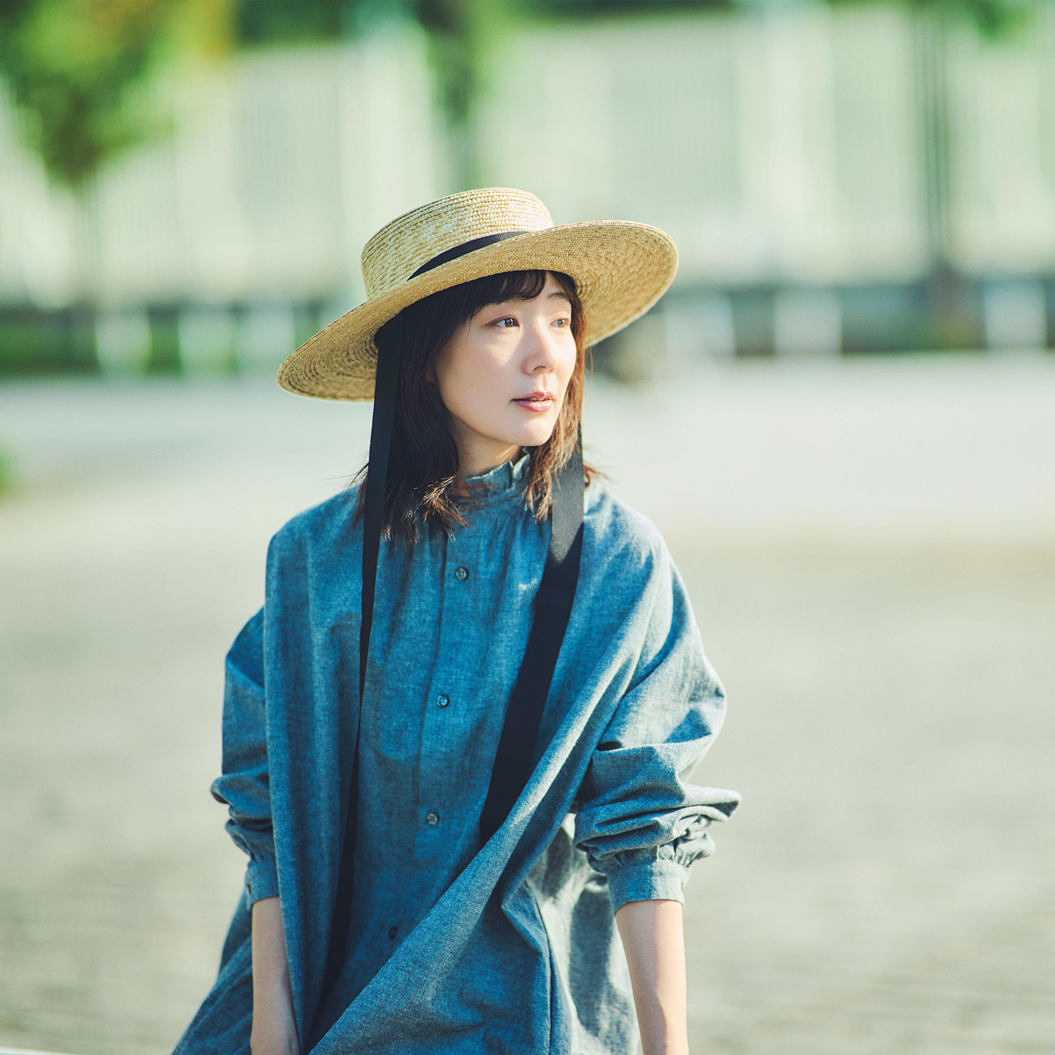 田中帽子店Cecil セシル 麦わら カンカン帽 垂れリボン 婦人用帽子