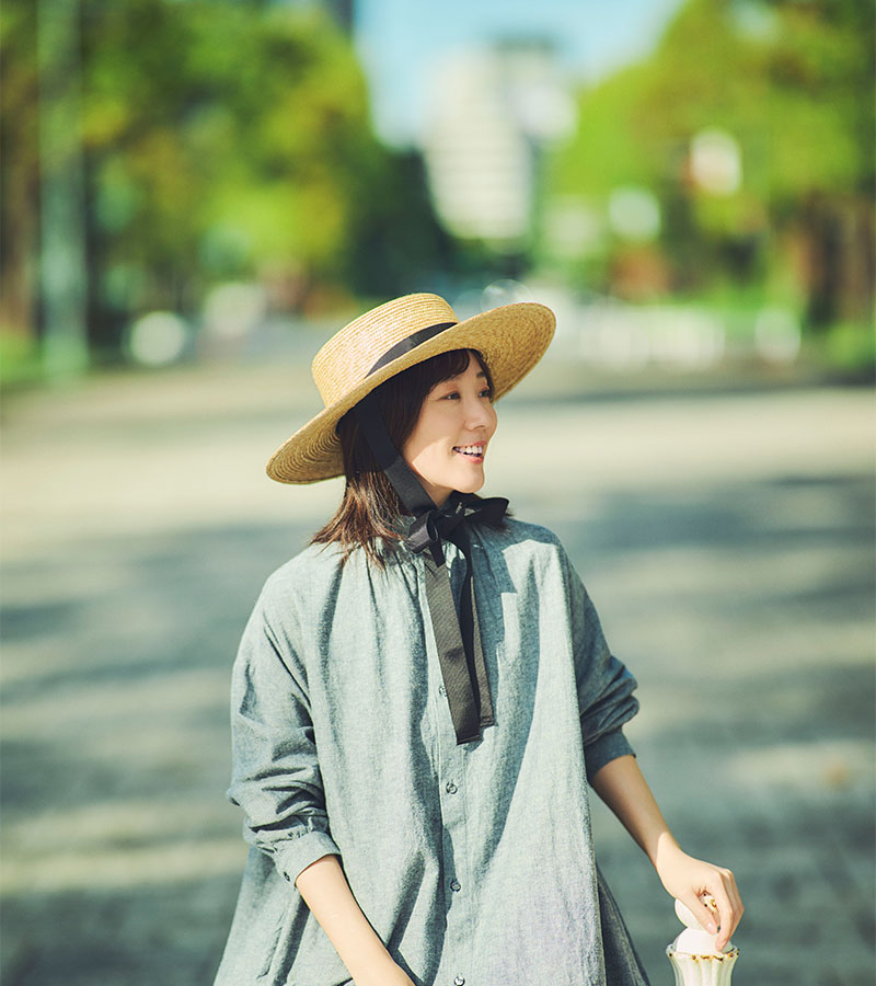 田中帽子店Cecil セシル 麦わら カンカン帽 垂れリボン 婦人用帽子