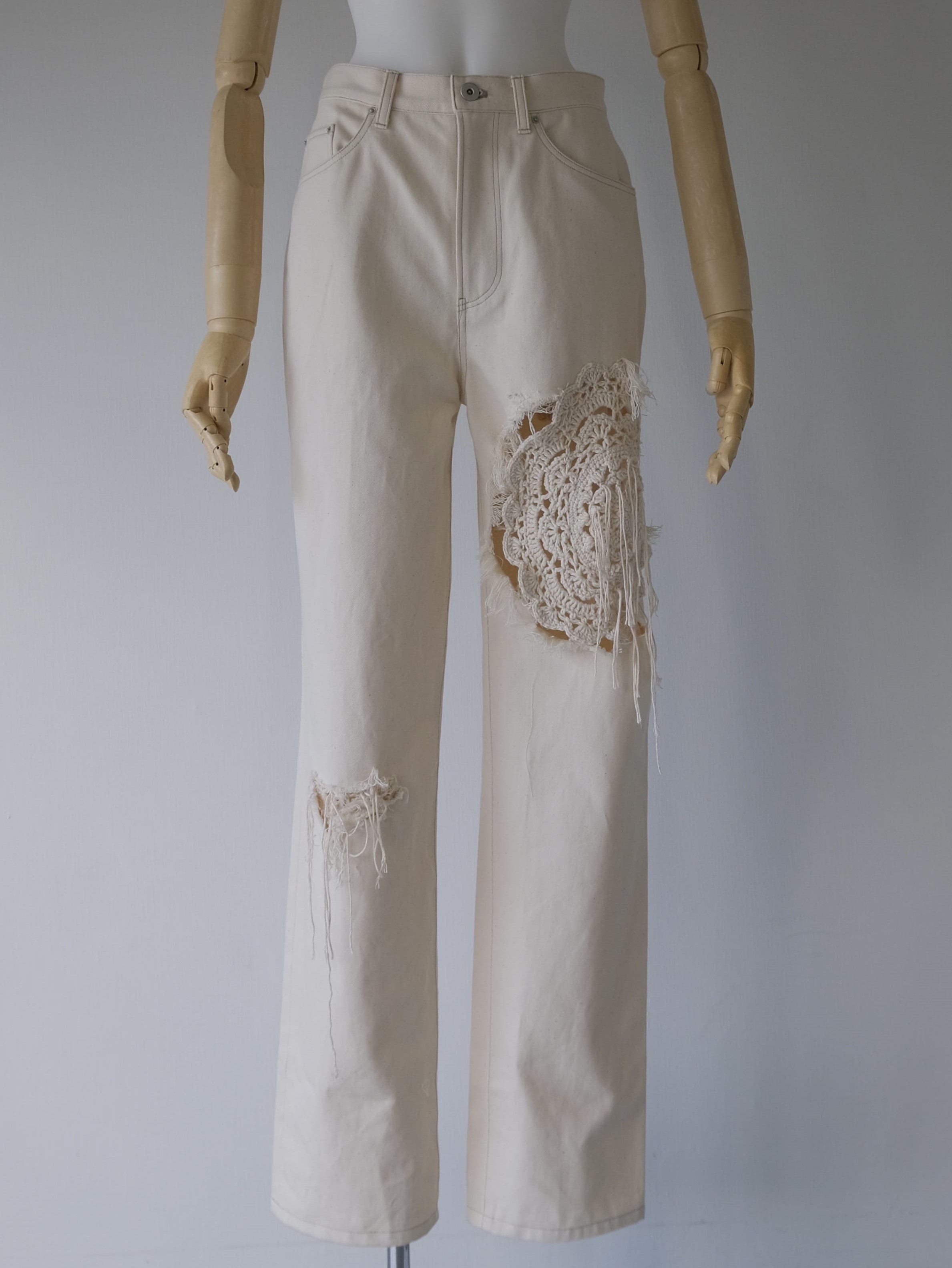 crochet knit motif damage denim – tanakadaisuke