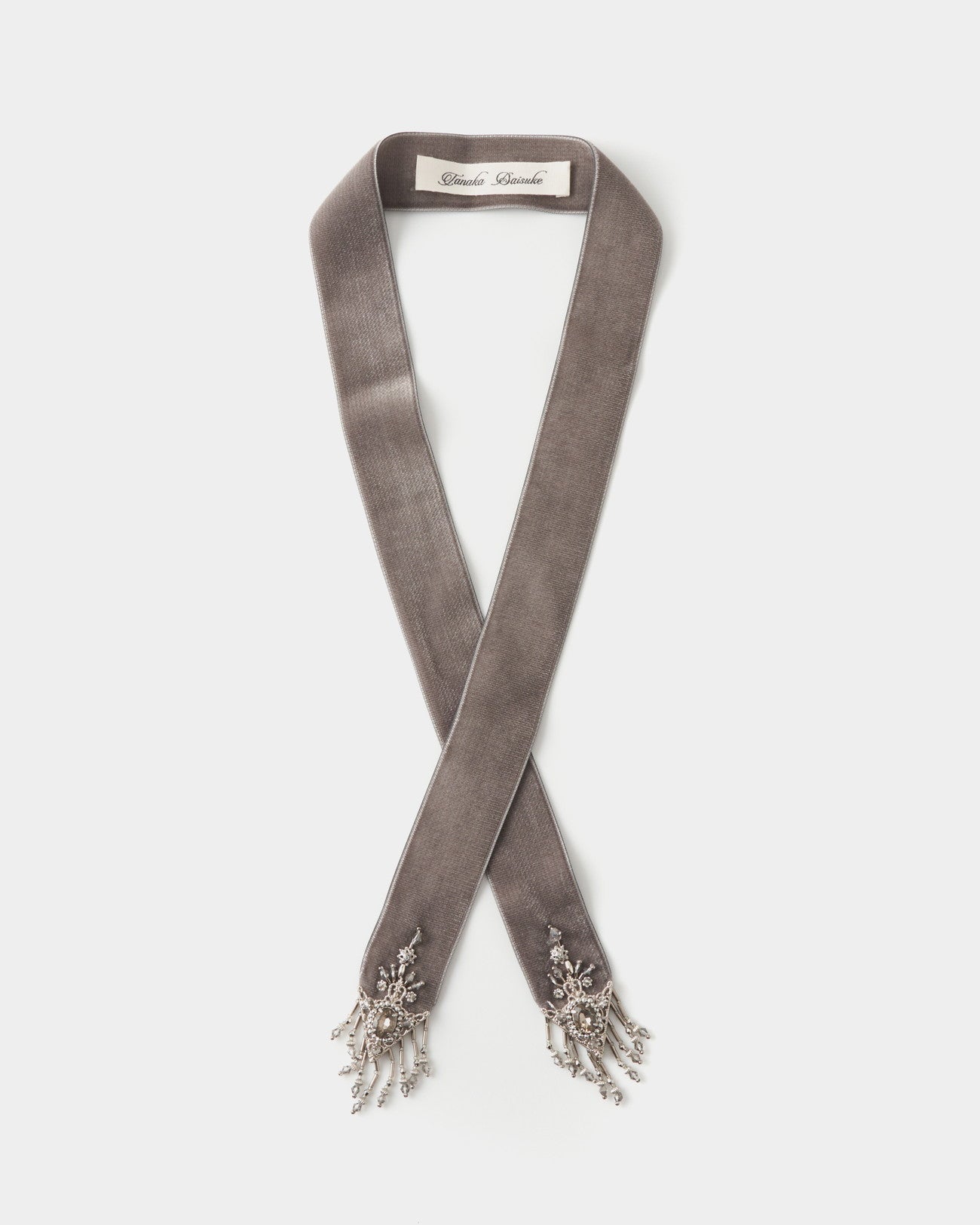 crystal silver tip velvet long ribbon Brown – tanakadaisuke