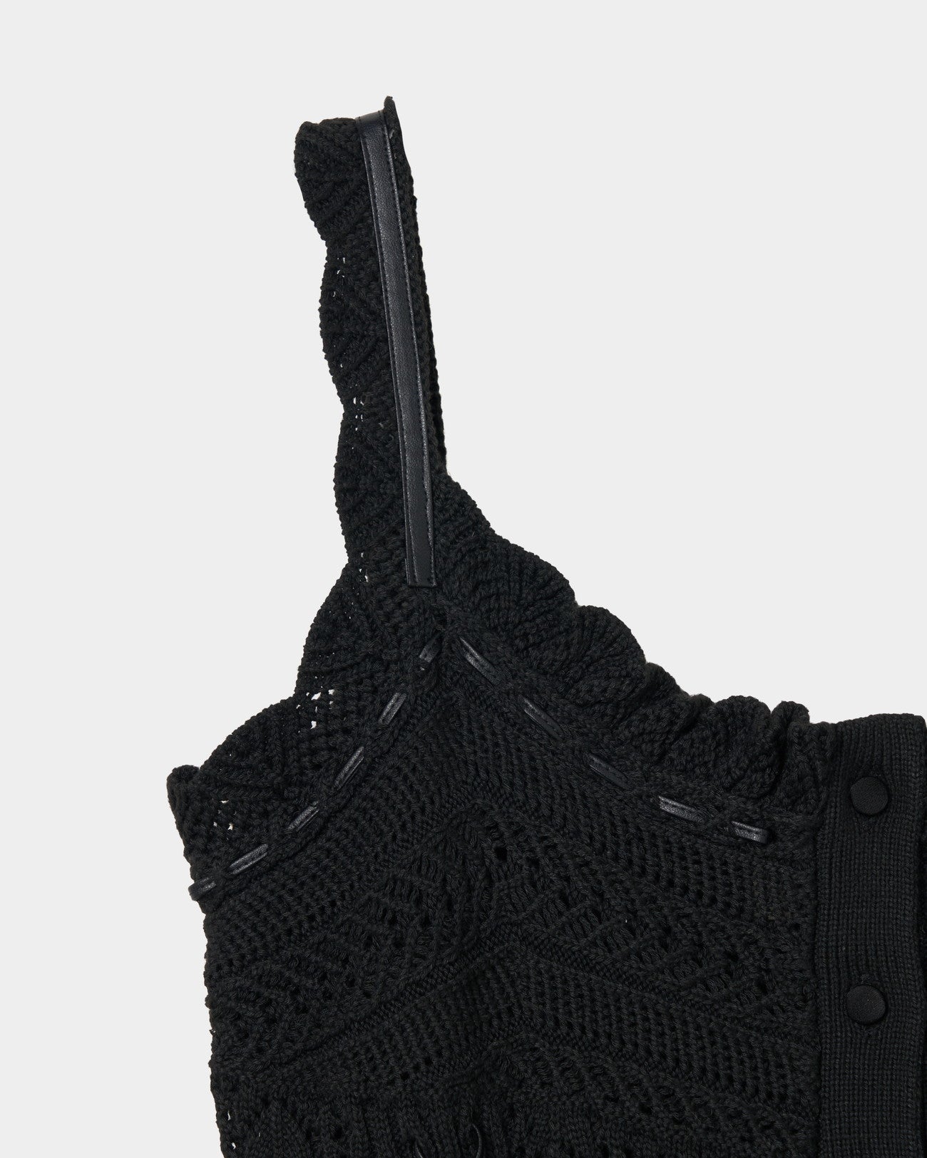 lace up ribbon knit camisole Black【stock】 – tanakadaisuke