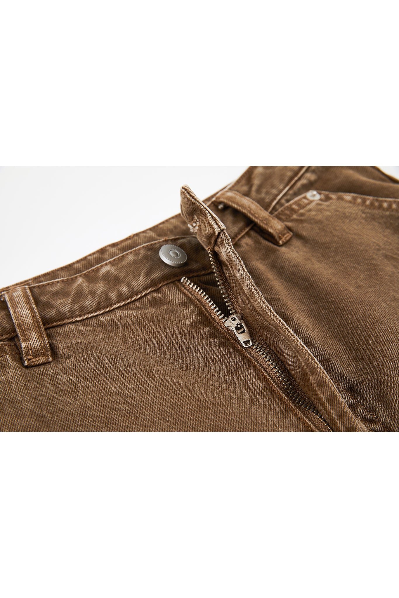 Basic Narrow Straight Brown Denim Pants