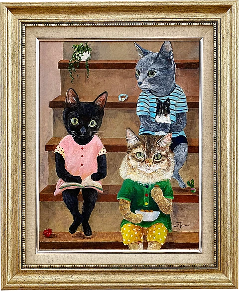 オーダー猫の絵画制作 - 田嶋香里（TAJIMA KAORI）｜人間社会を猫で