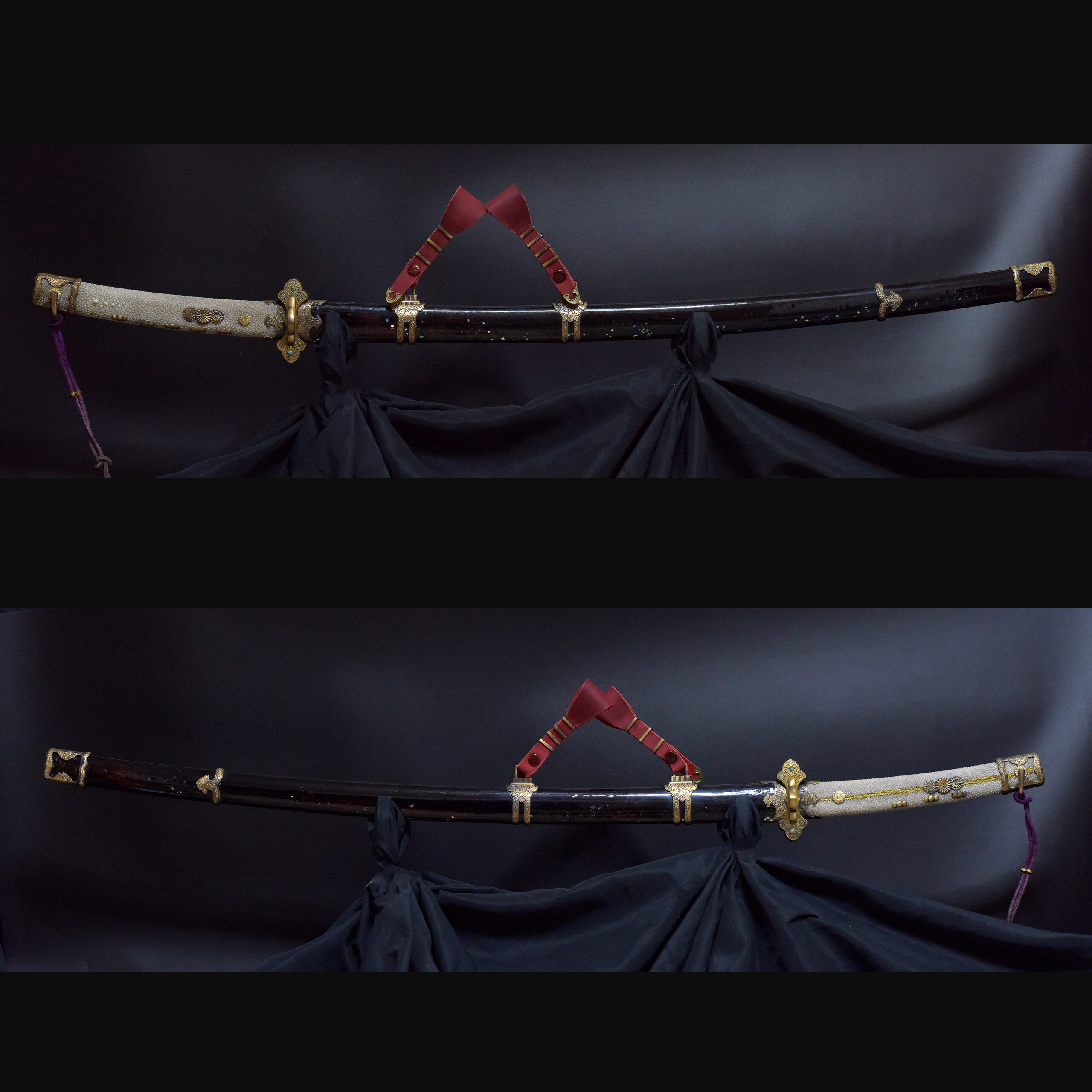 天河漆衛府太刀拵 漆金工刀装具 出鮫柄 刀剣美術装飾品 日本刀模造刀