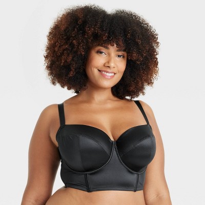 Women's Satin Lightly Lined Lingerie Corset - Auden™ Black 2X