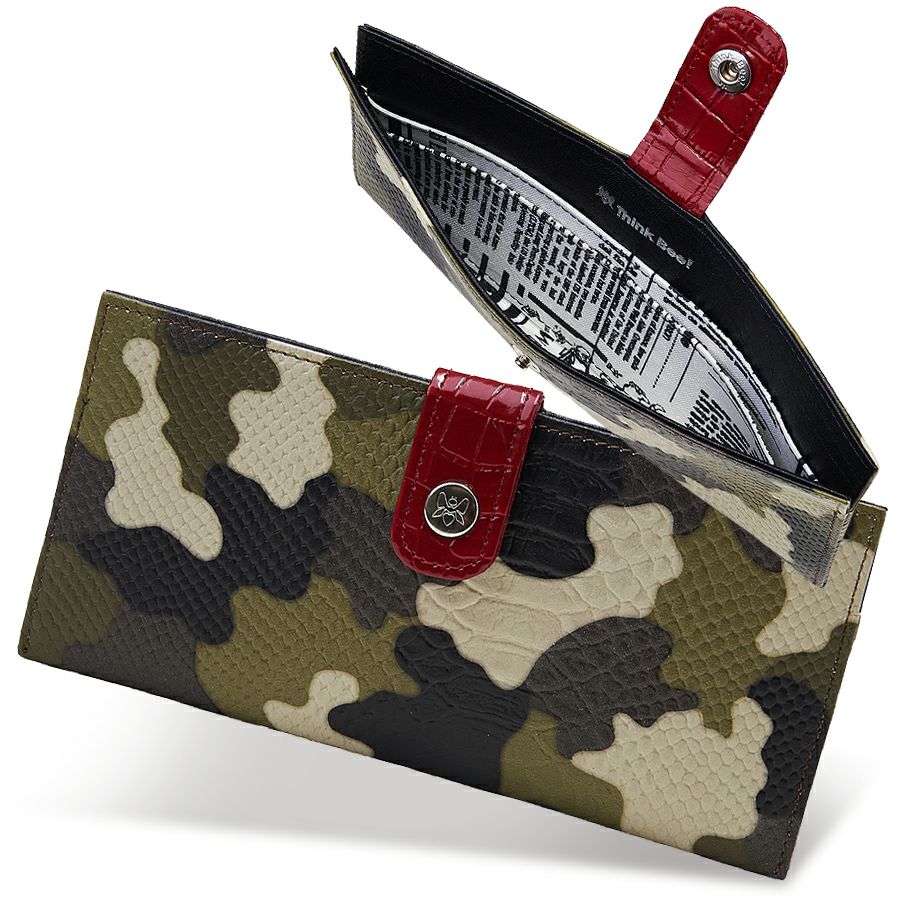 在庫数4 個＞タフィービー 長財布（薄型）（カモフラカーキ） / Think