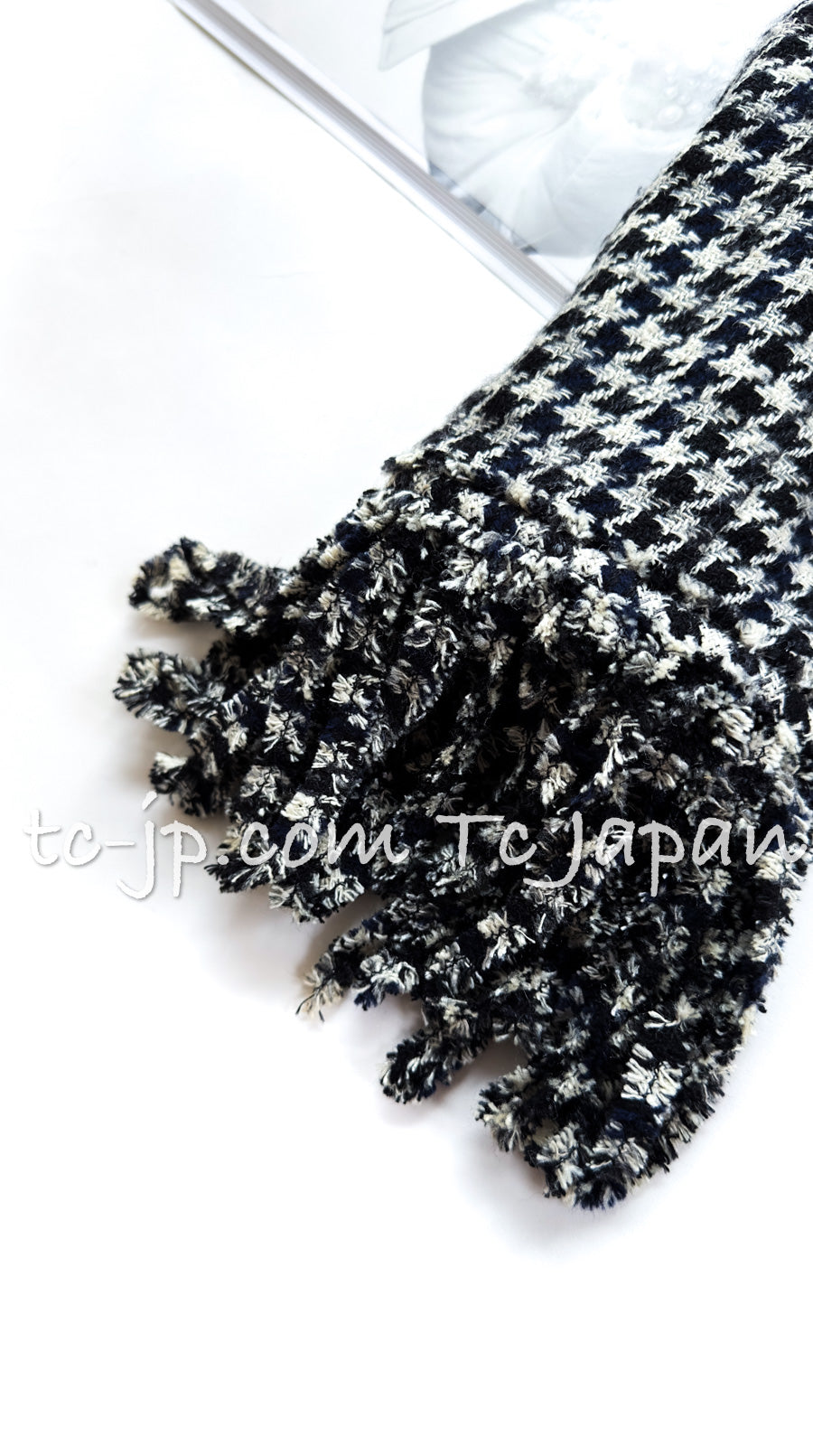 シャネル ジャケット CHANEL ブラック グレー フリンジ ツイード 千鳥