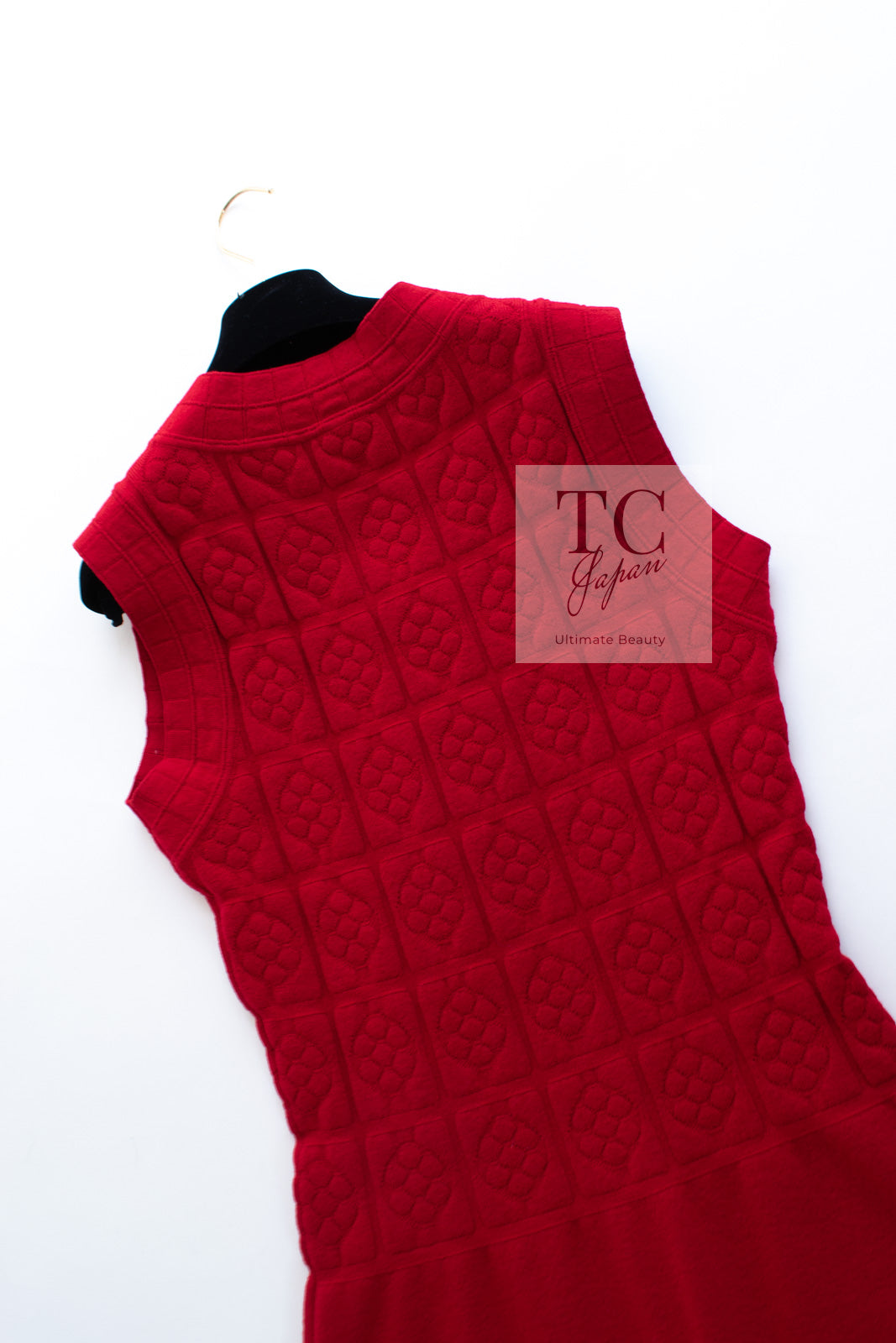 シャネル ワンピース CHANEL レッド ウール カシミヤ ニット 10PF Red