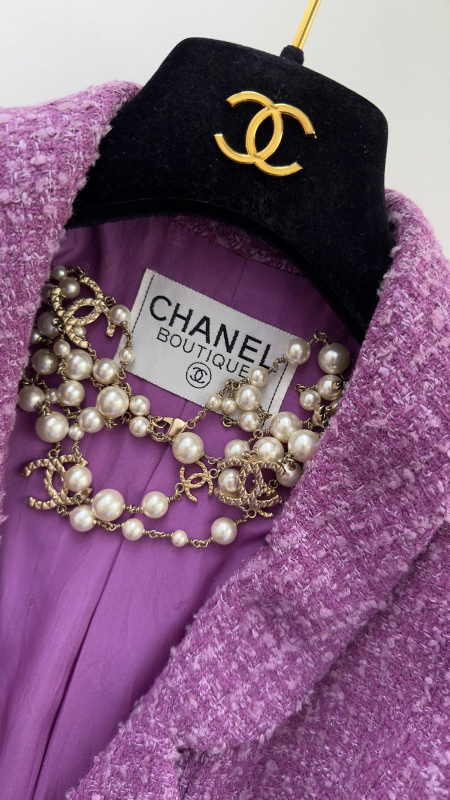 シャネル ヴィンテージ ジャケット CHANEL ラベンダー パープル ウール