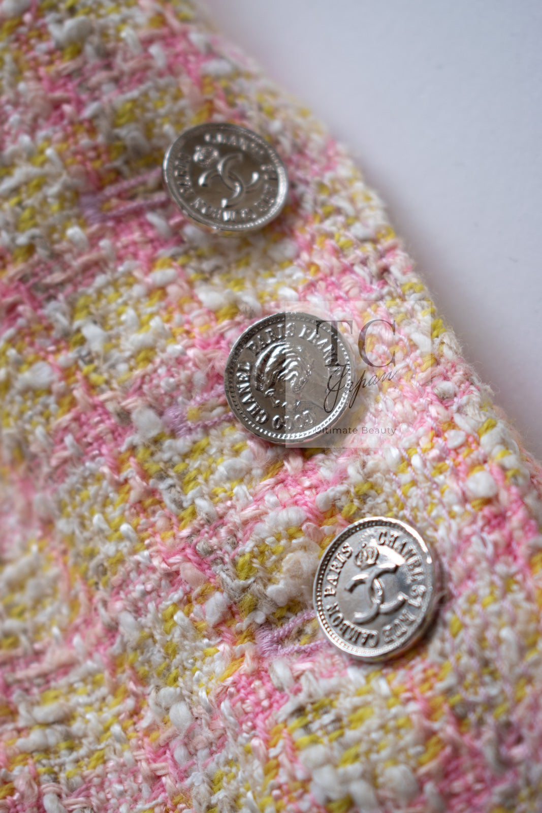 シャネル コート CHANEL ピンク イエロー マルチカラー コットン