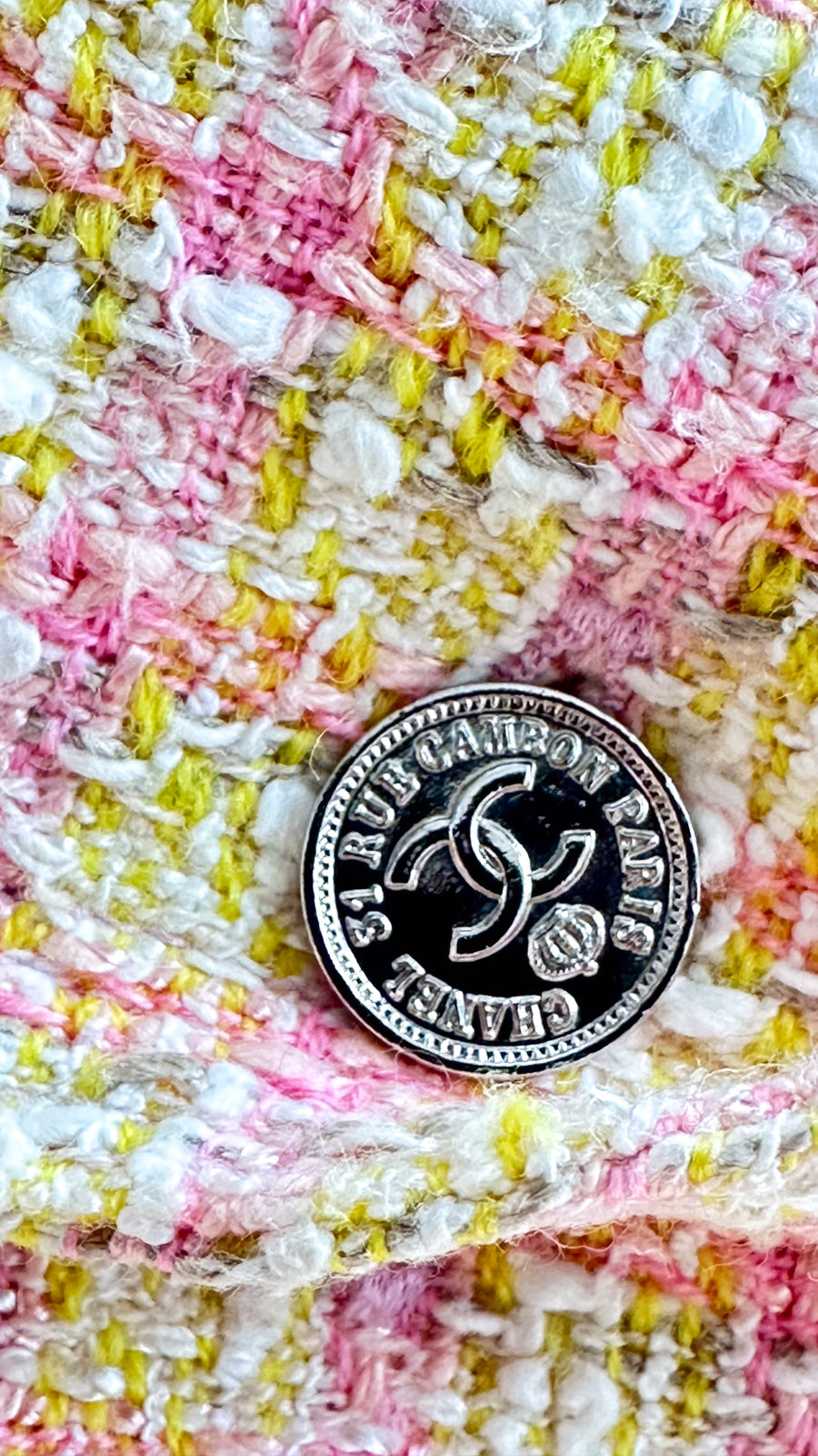 シャネル コート CHANEL ピンク イエロー マルチカラー コットン