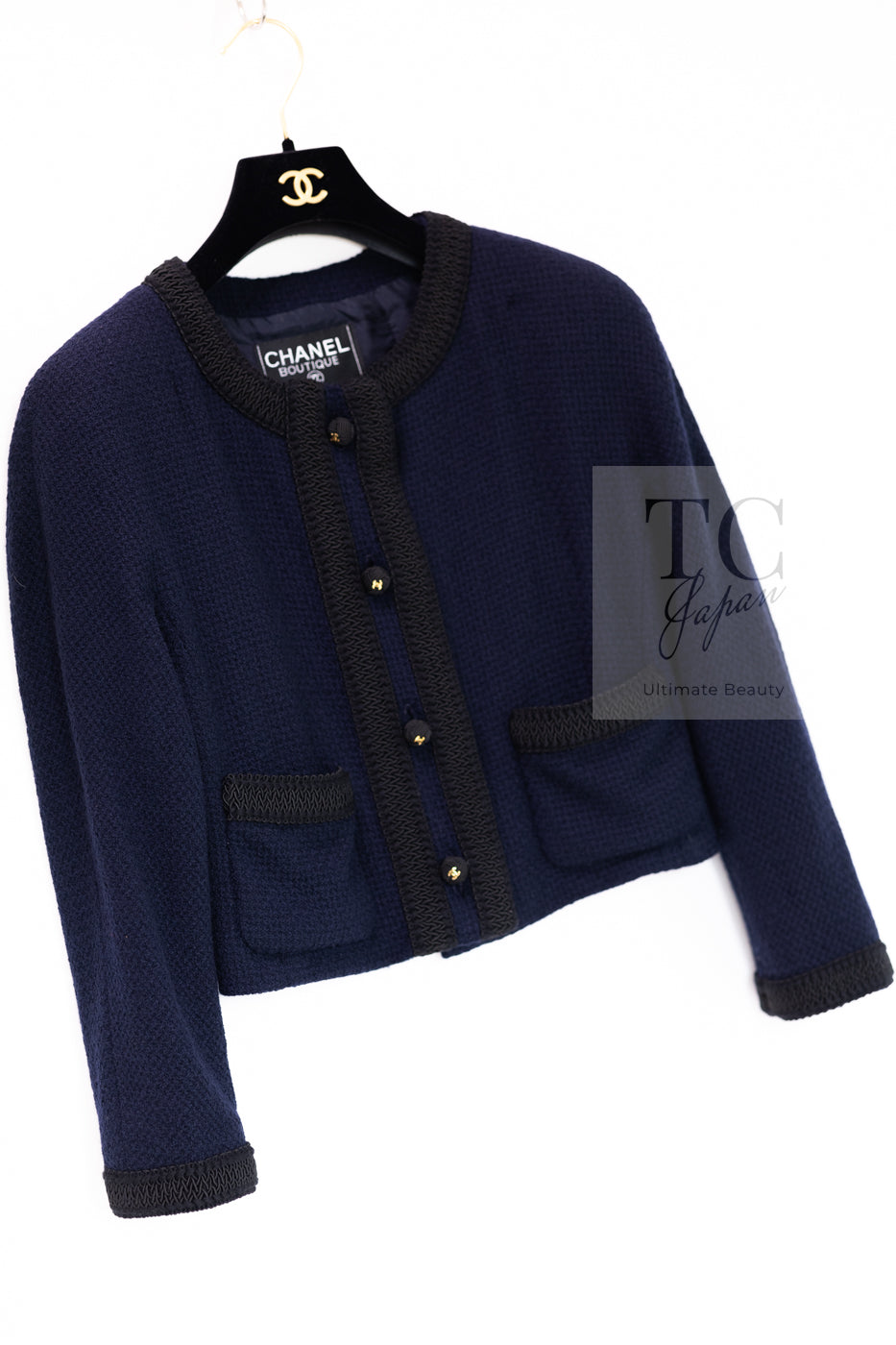シャネル ジャケット CHANEL ヴィンテージ ダーク ネイビー ブラック