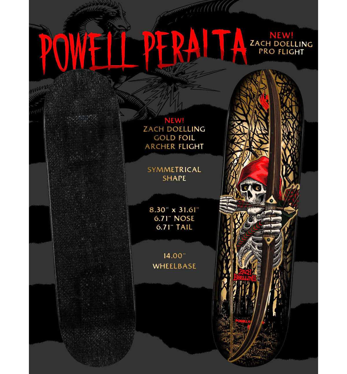 Powell Peralta Skateboard Deck Flight Zach Doelling Archer Twin