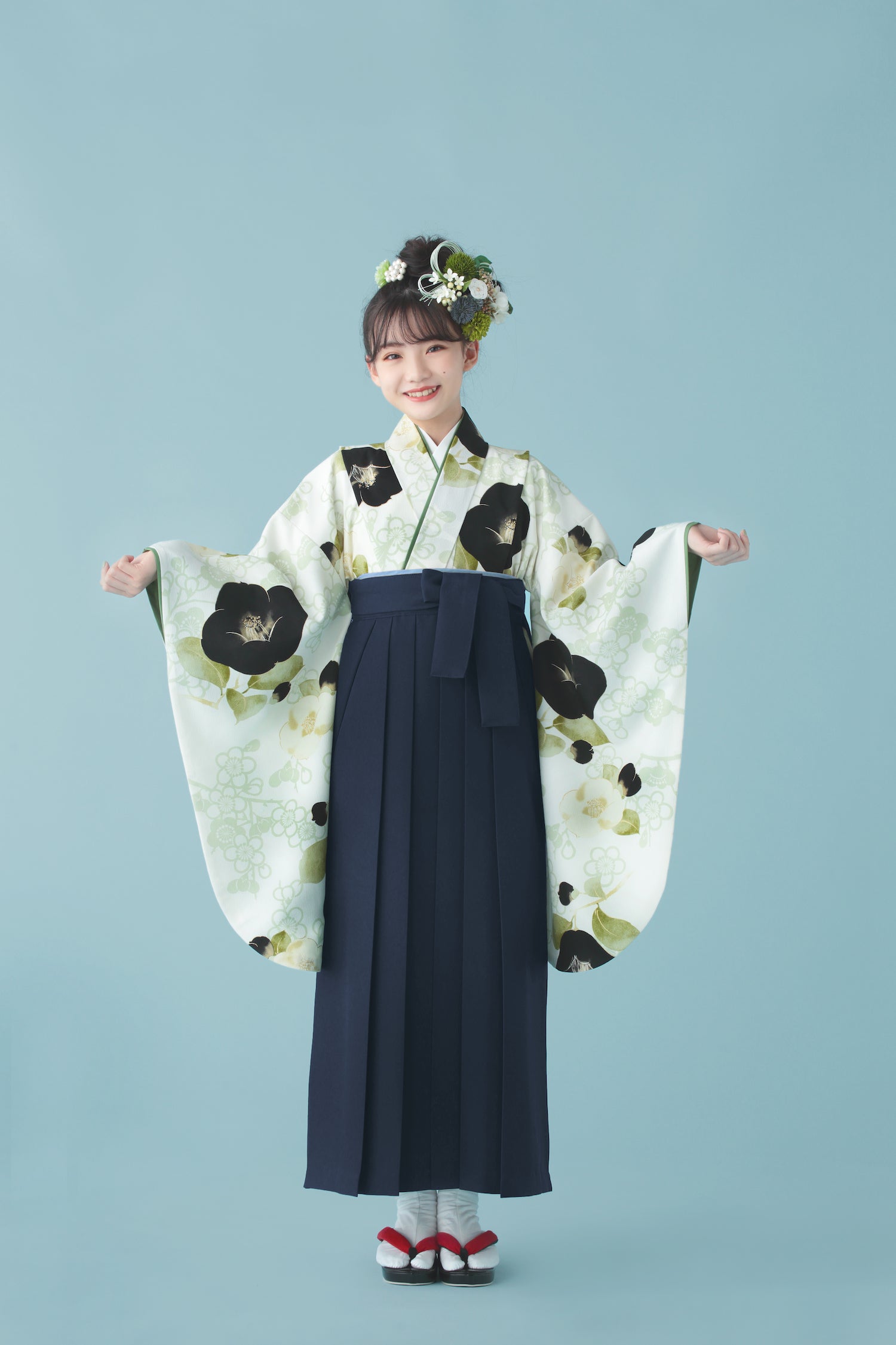 C0002 梅椿 / 黒 | 卒業式小学生袴レンタル | tententen – tententen