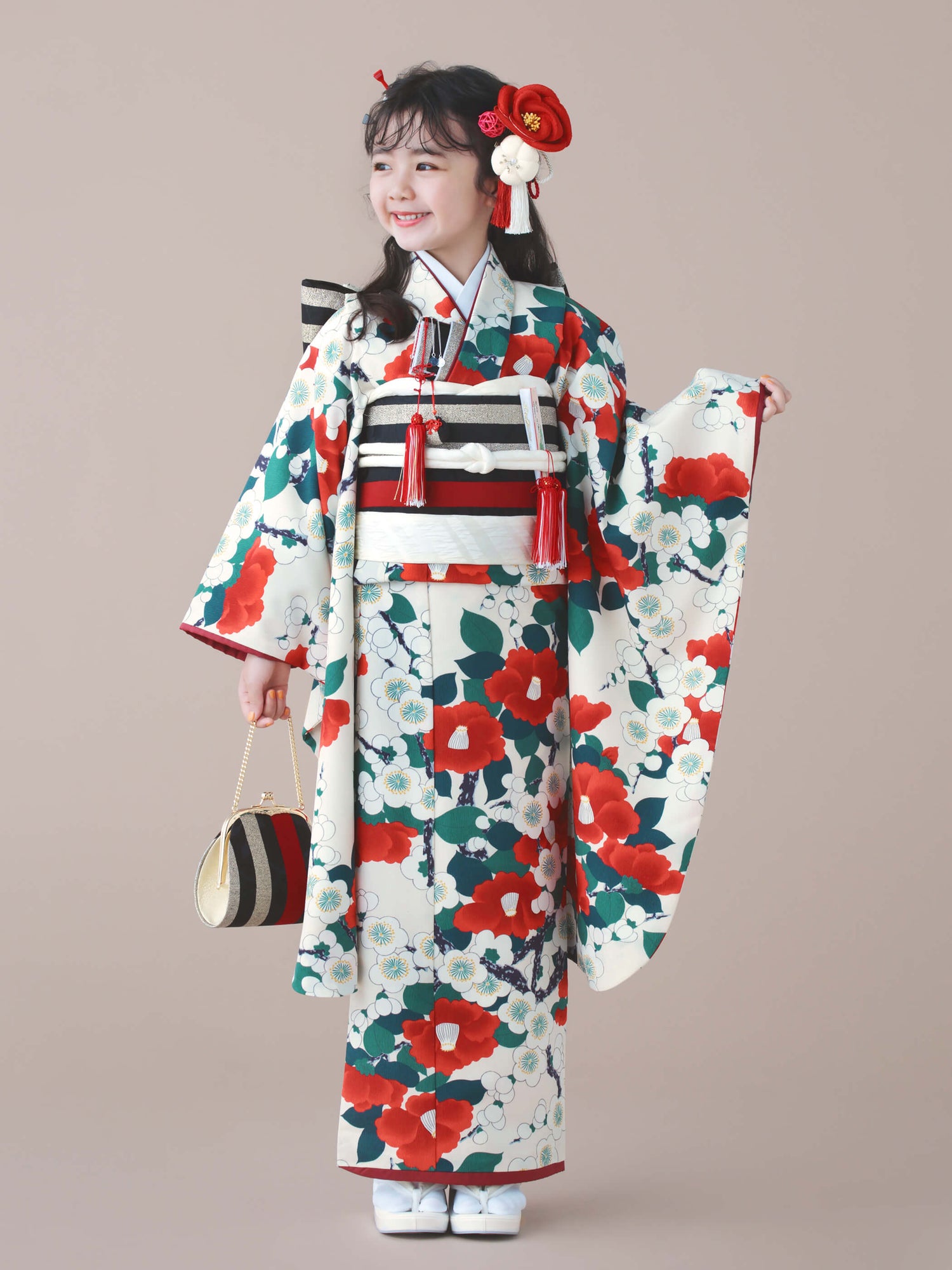 S0701 梅椿 / ベージュ | 七五三着物レンタル | tententen – tententen