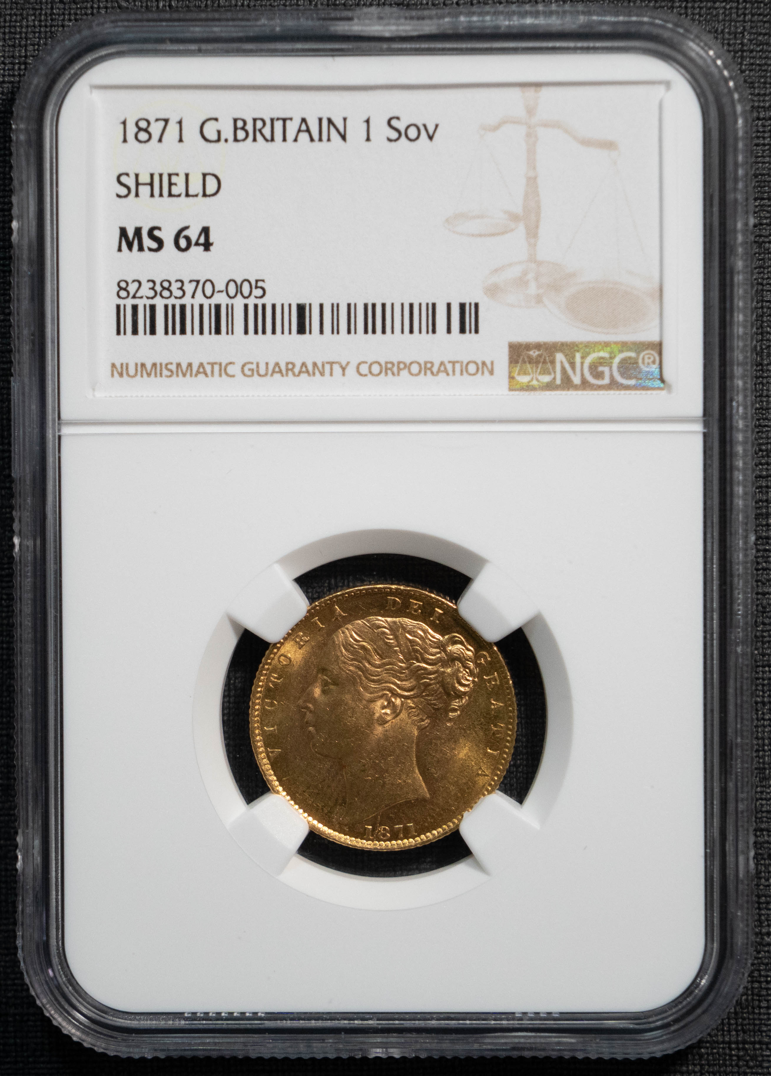 1871 ヴィクトリア シールド ソブリン 金貨 NGC MS64 – TKMH GALLERY