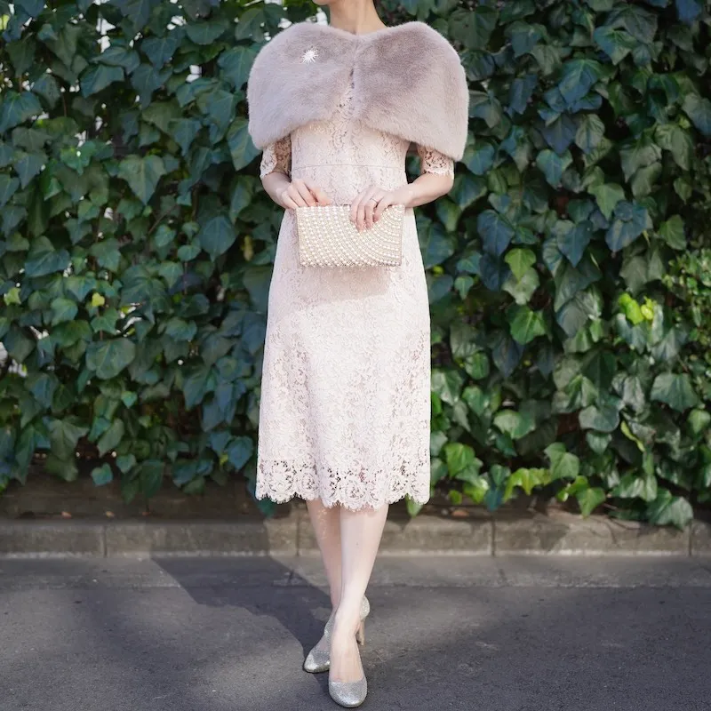 CELFORD（セルフォード） コードレースドレス（ベージュピンク/サイズ