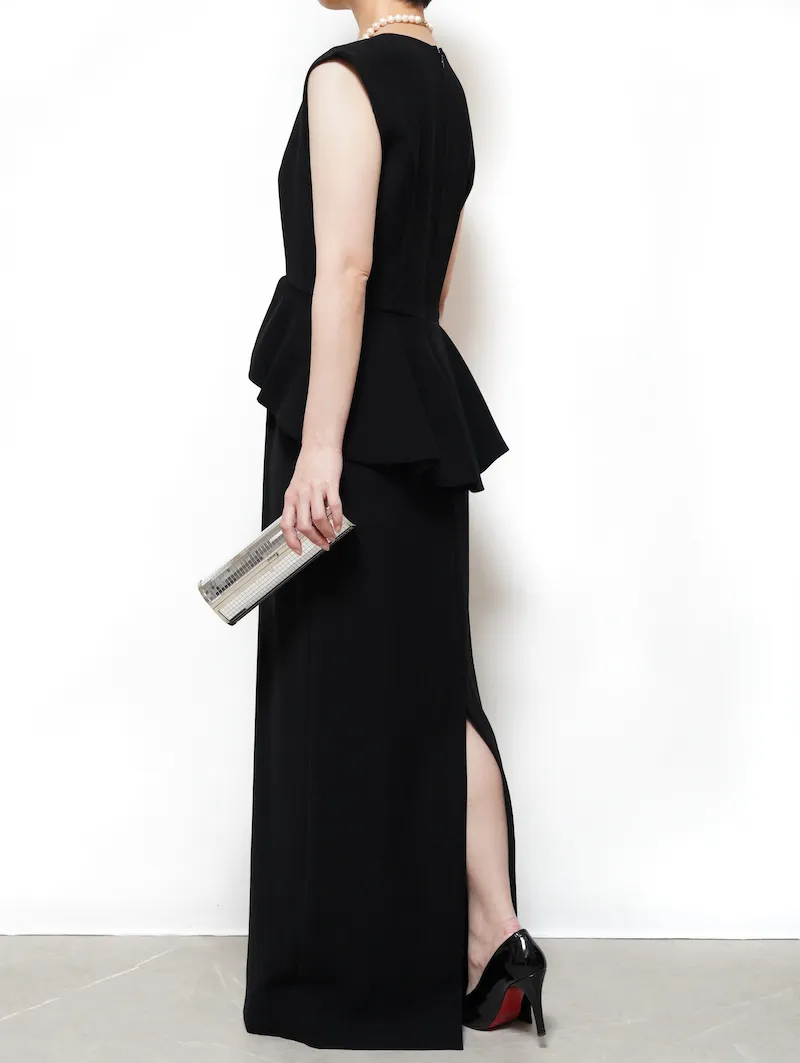 YOKO CHAN（ヨーコチャン） ペプラムロングドレス（ブラック/サイズ40