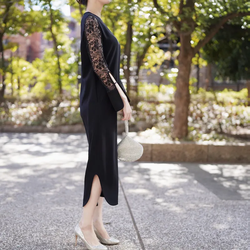 Mame Kurogouchi（マメ クロゴウチ） フローラルレーススリーブドレス