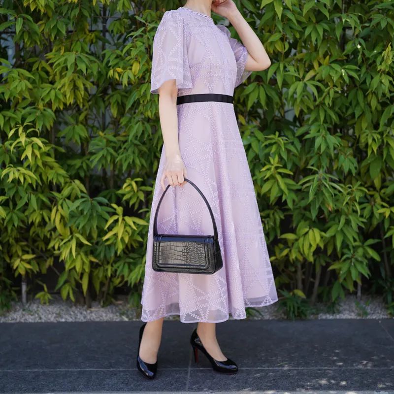 CELFORD（セルフォード） プレイドパターンチュールドレス（ラベンダー