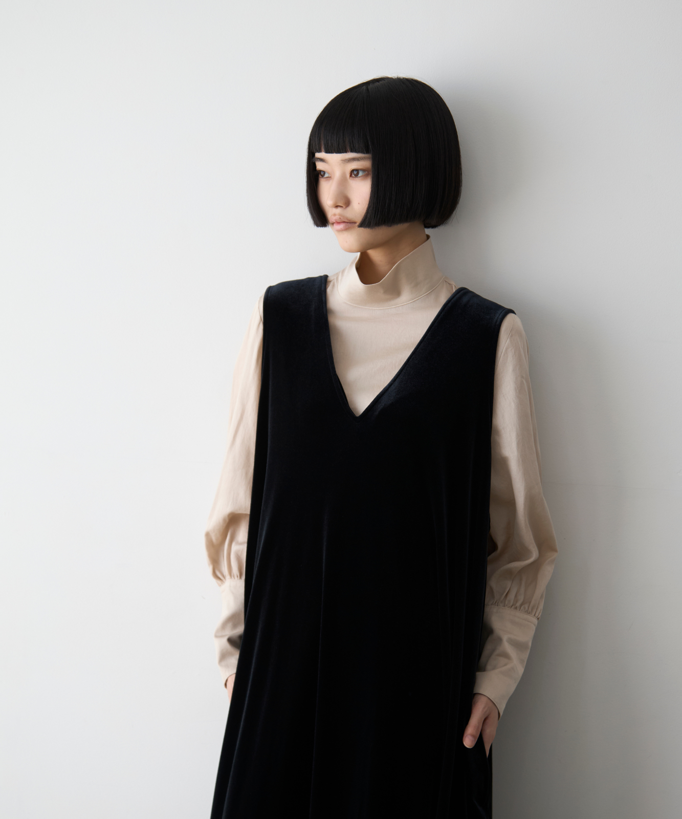 ≪通常販売≫【THE DRESS #16】no-sleeve velour one piece
