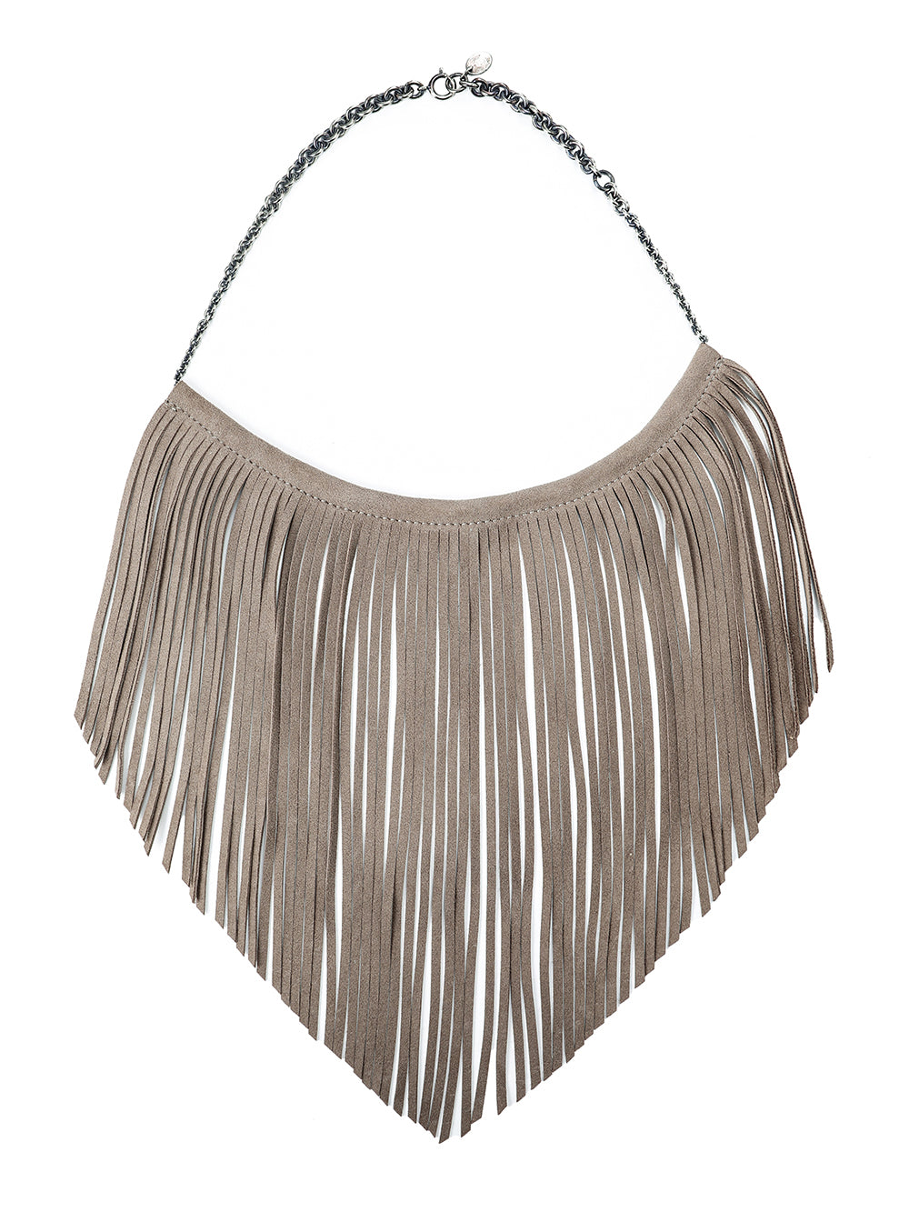 sa.0012AW25-beige フリンジチョーカーネックレス(スエードレザー) The