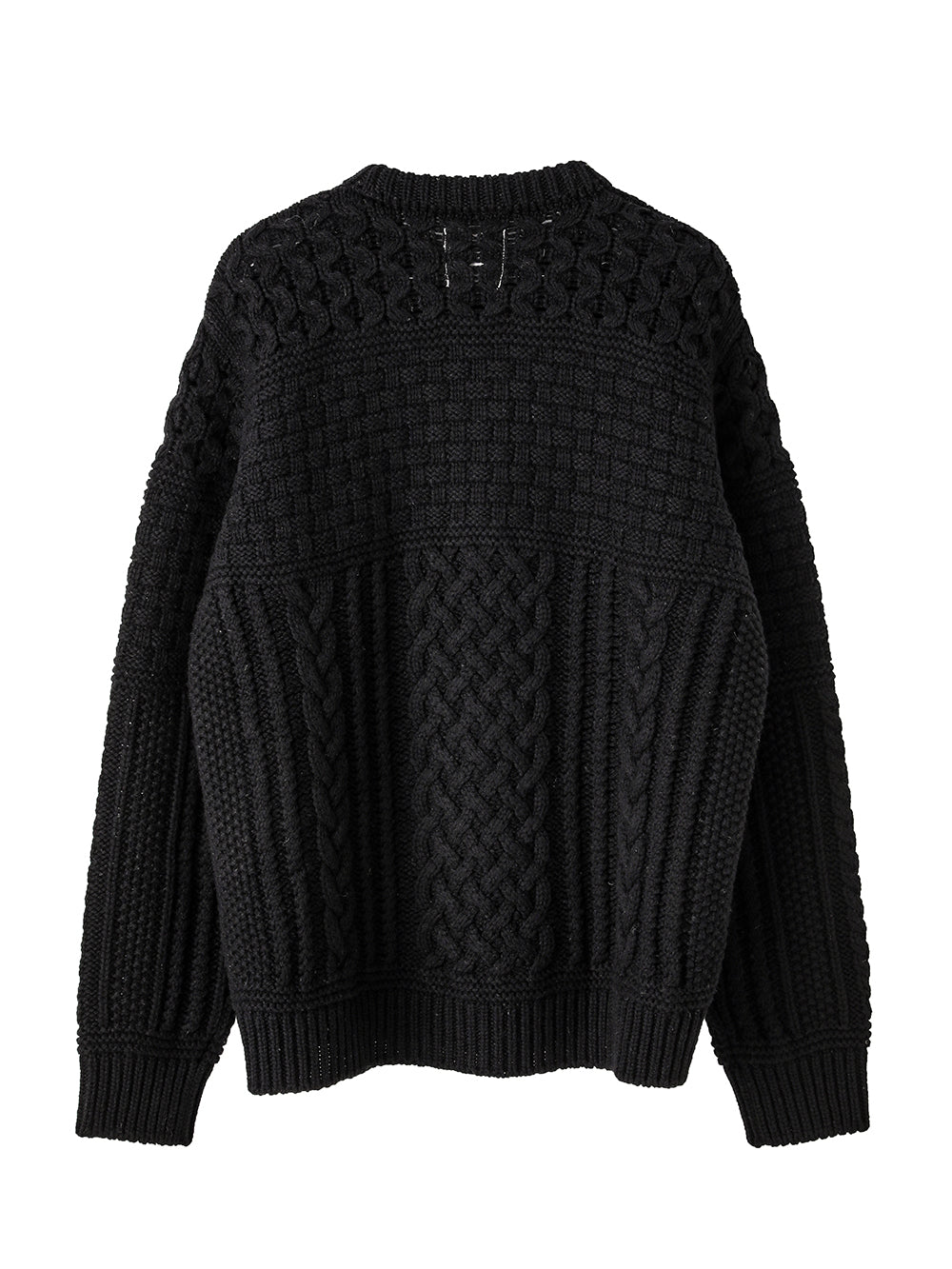sk.0008AW25-black フィッシャーマンズクルーネックセーター The Black