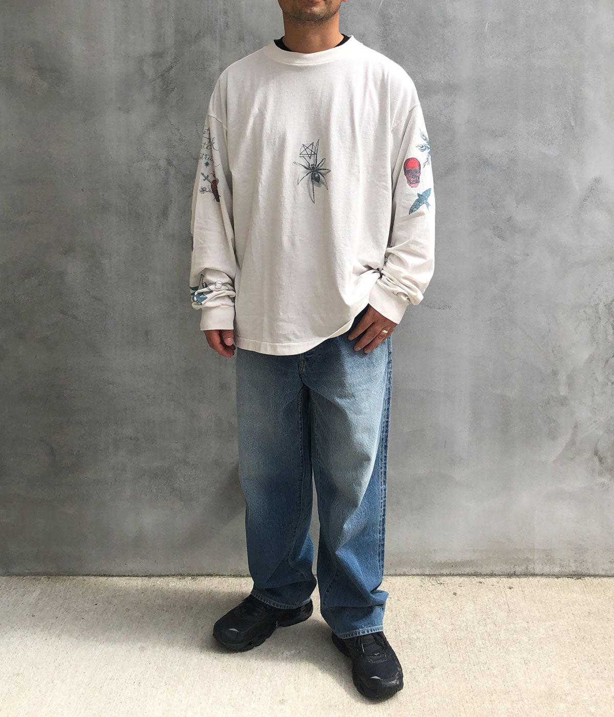 SAINT MICHAEL/DW_LS TEE/TATTOO/WHITE