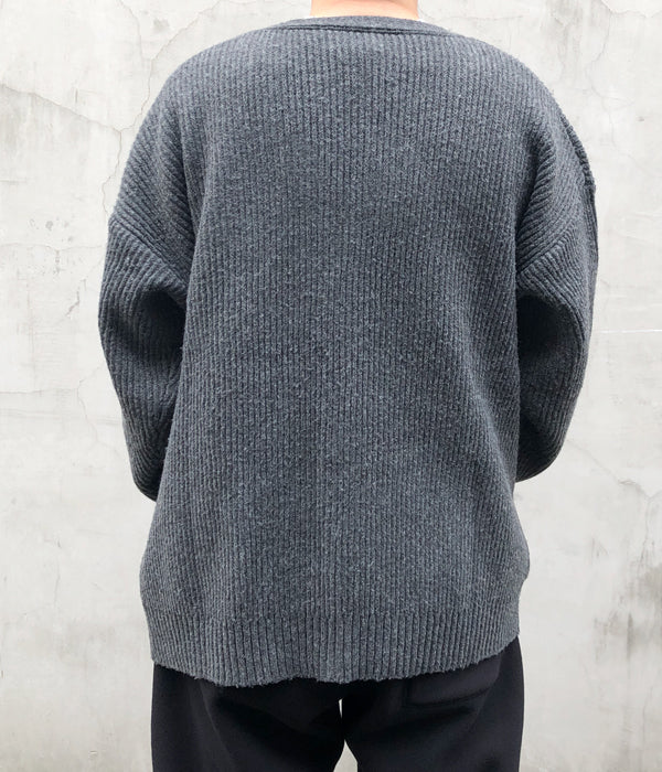 DESCENDANT/NURSE KNIT CARDIGAN (CHARCOAL)