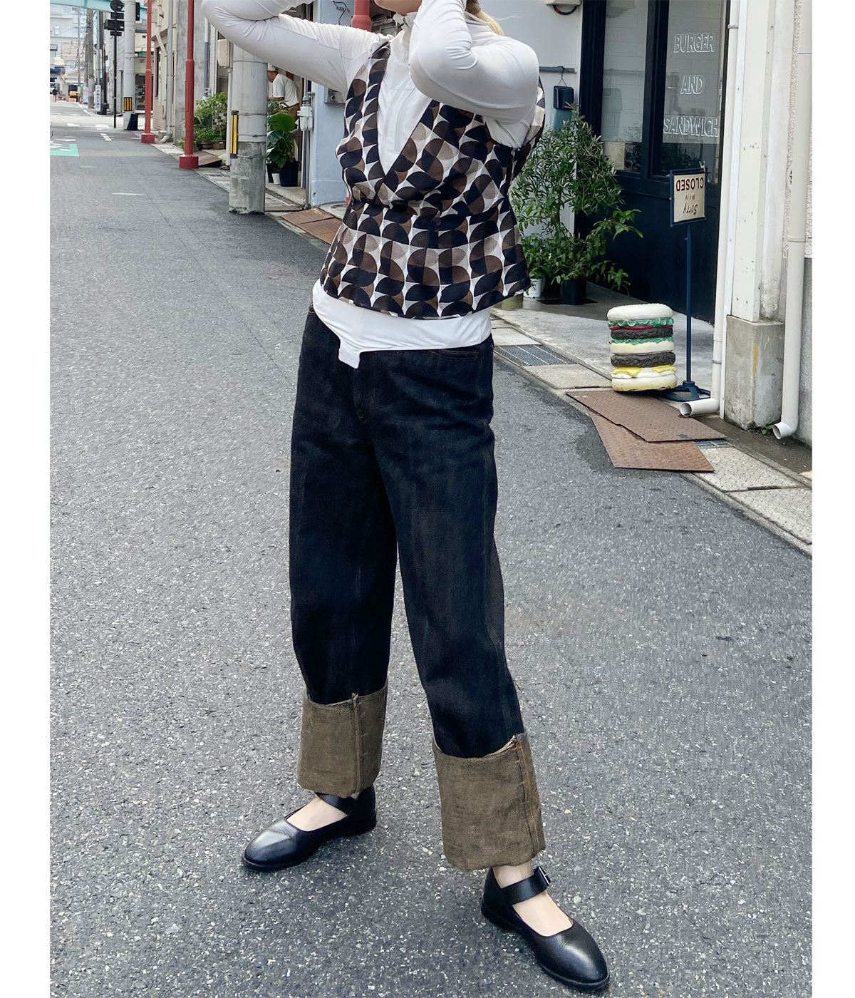 FUMIKA_UCHIDA/NYLON JERSEY HALF-ZIP BODYSUIT(LIGHT GREY)