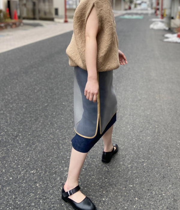 FUMIKA_UCHIDA/MESH SHEATH SKIRT(CLEAR/BEIGE)