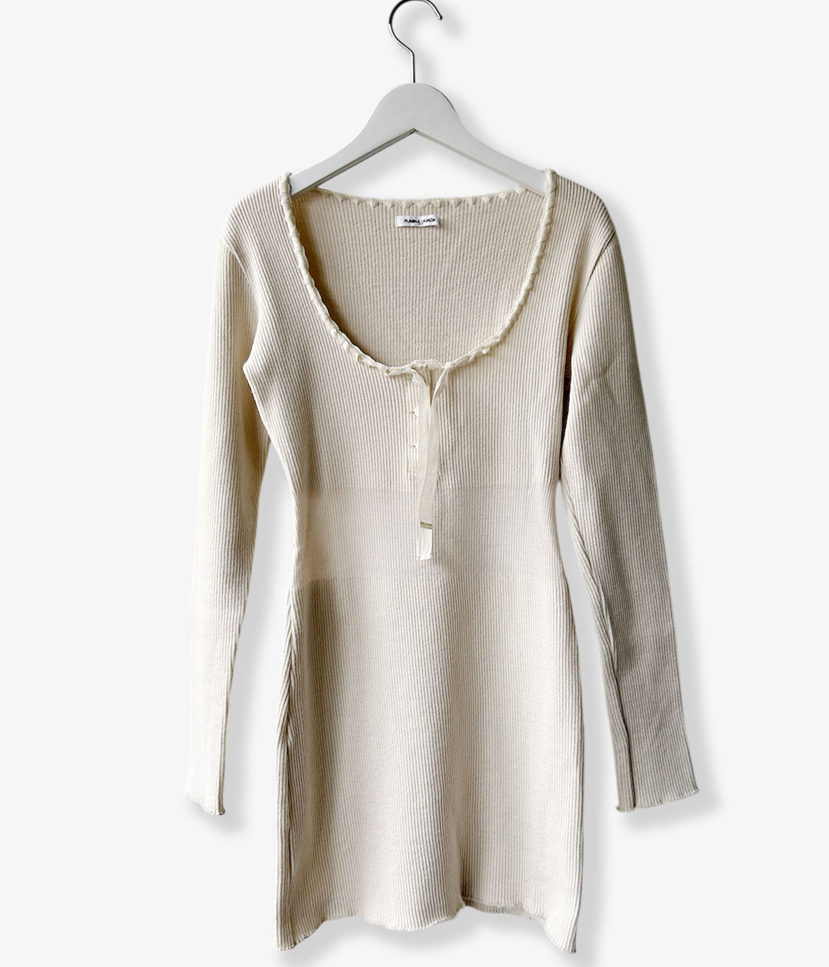 FUMIKA_UCHIDA/RIB STITCH HENLEY-NECK UNDERWEAR(IVORY)