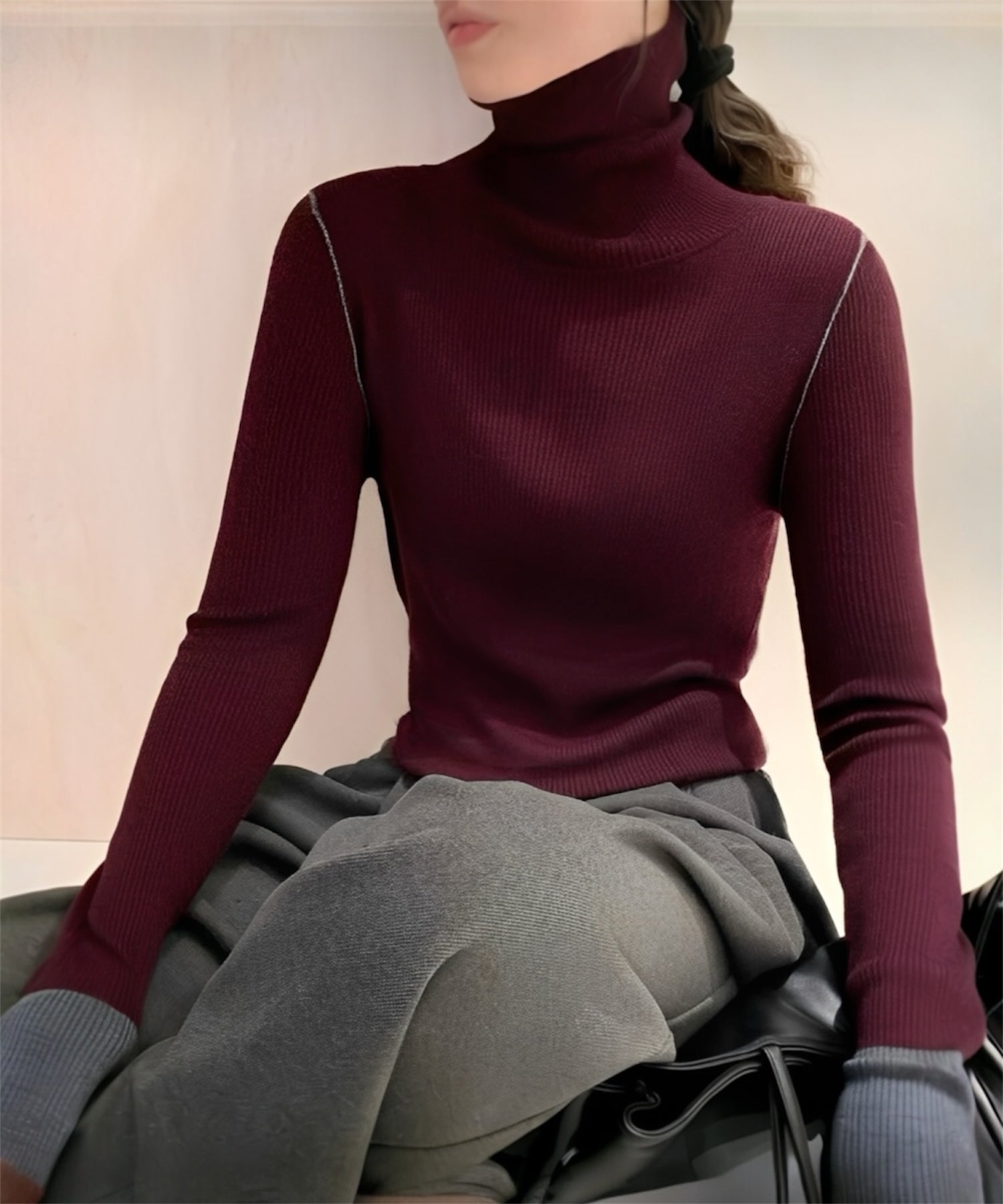 ウールポイント配色タートルネックニット | THEODORIC.dy公式通販