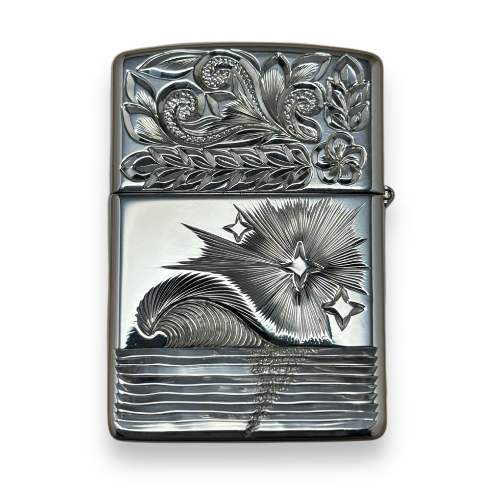 Hand-carved sterling silver Zippo (Armor type, K18 motif) – The
