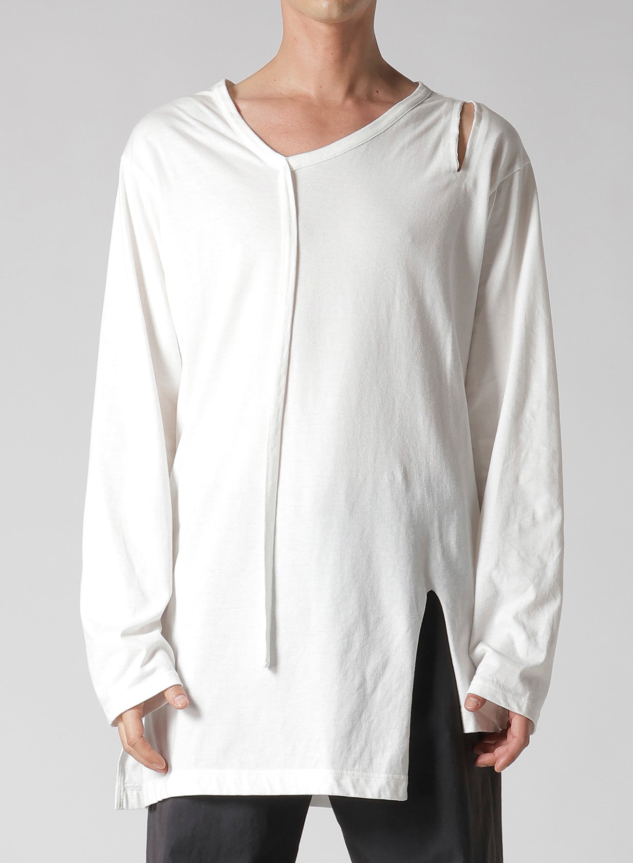 SINGLE JERSEY BINDER V NECK LONG SLEEVE – THE SHOP YOHJI YAMAMOTO