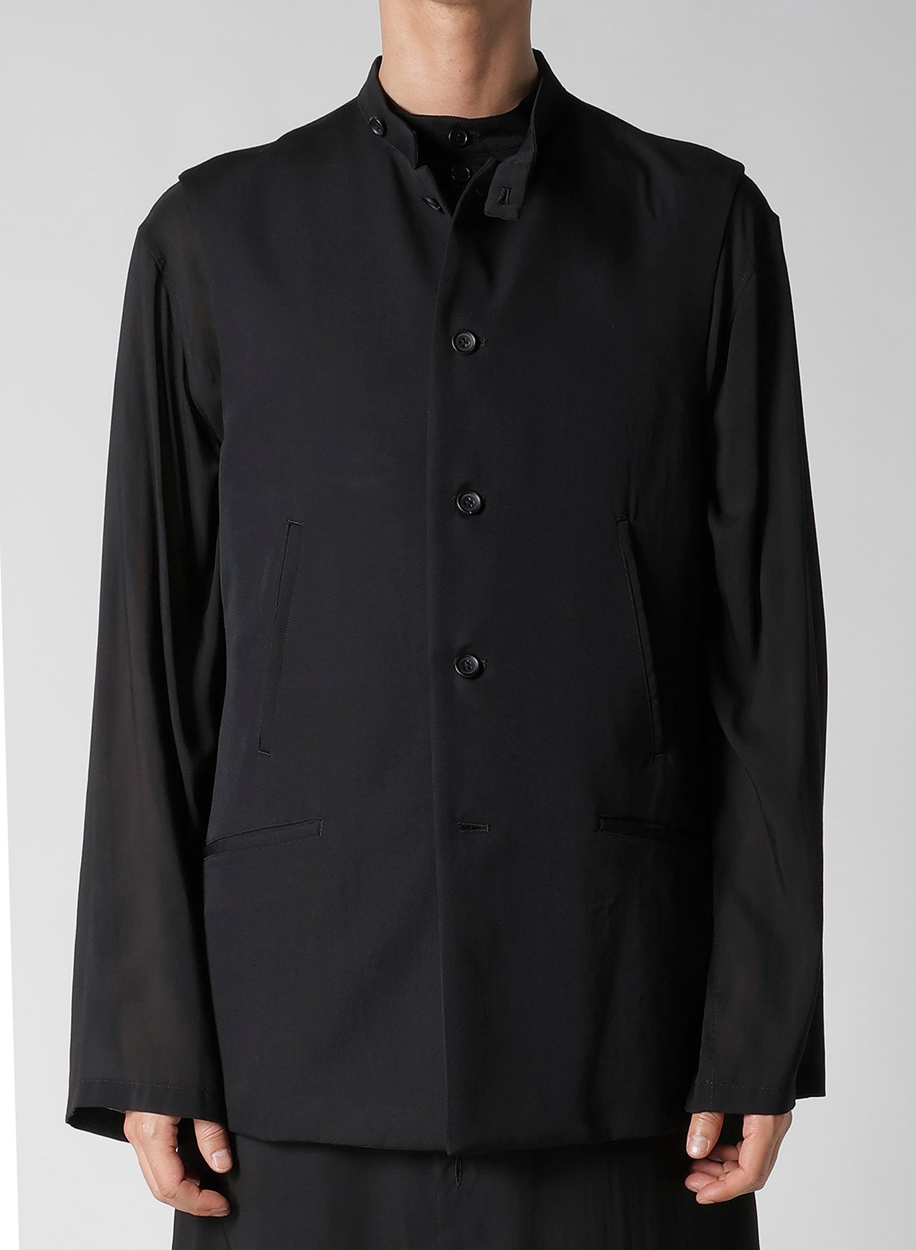 WOOL GABARDINE STAND COLLAR VEST – THE SHOP YOHJI YAMAMOTO