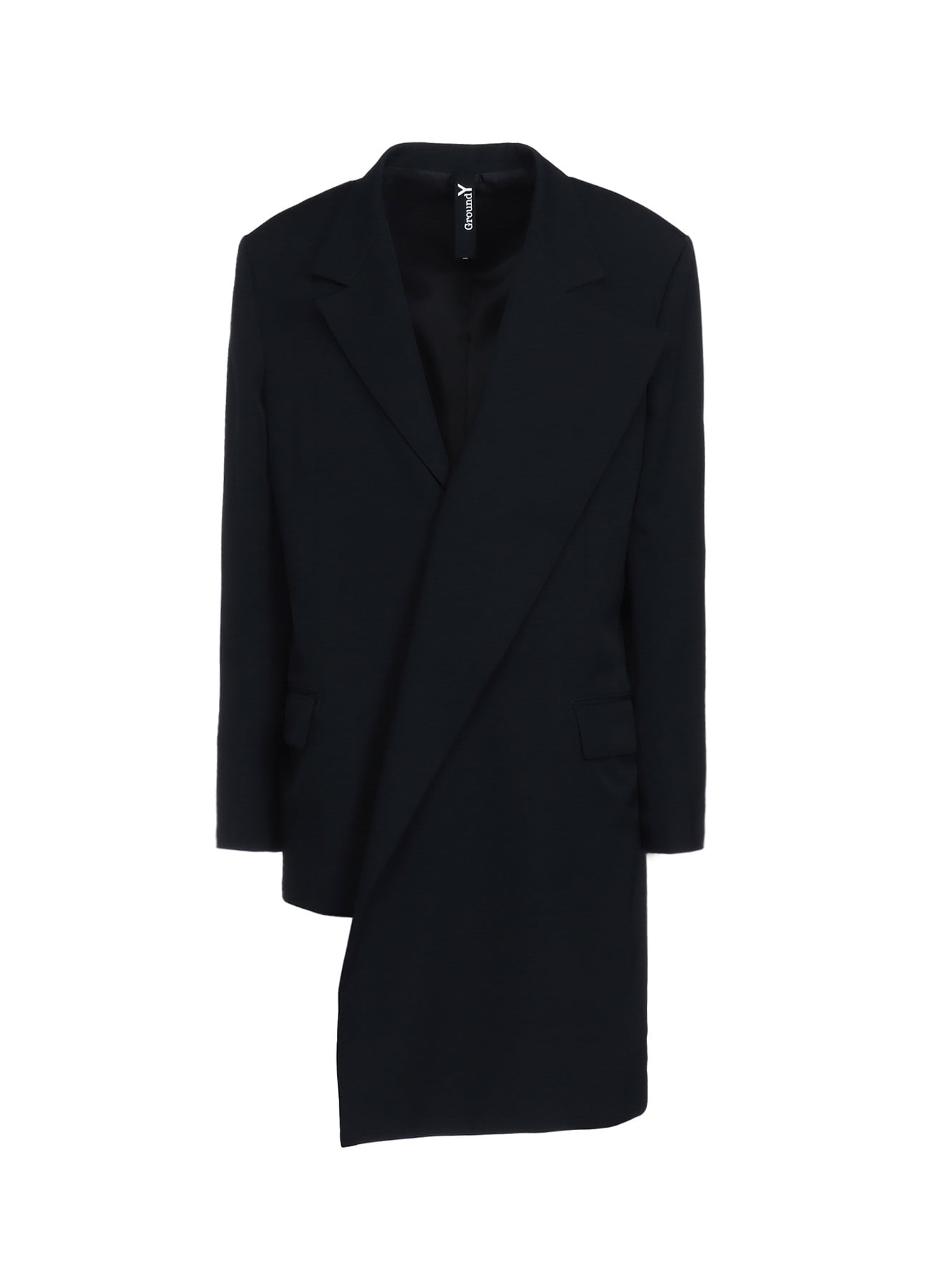 WOOL GABARDINE ASYMMETRICAL JACKET(XS BLACK): Ground Y｜THE SHOP