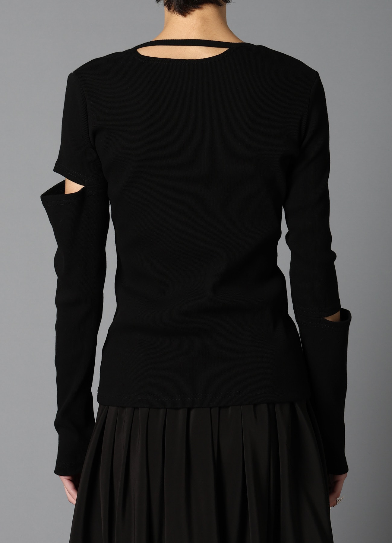 COTTON RIB LONG SLEEVE SLIT TEE(S Black): LIMI feu｜THE SHOP YOHJI