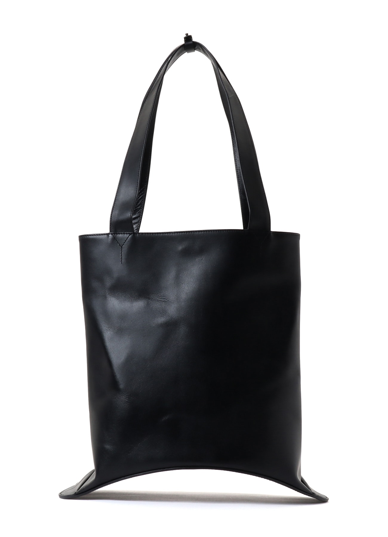 OIL SOFT LEATHER CURVED TOTE BAG(FREE SIZE Black): Y's｜THE SHOP