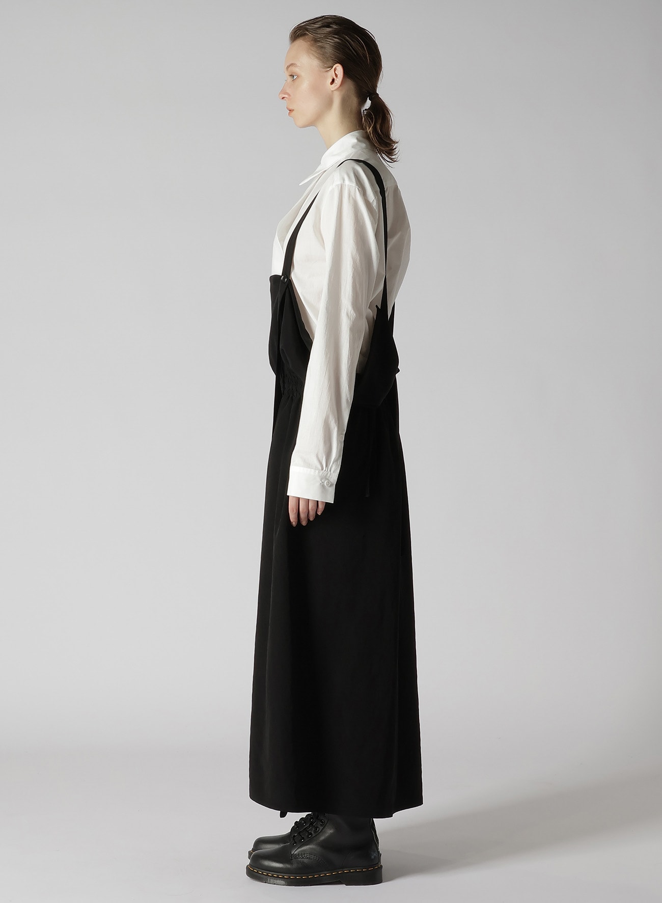 CREPE de CHINE GATHERED JUMPER DRESS(XS Black): Vintage｜Special