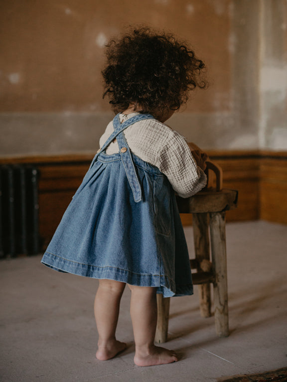 The Oversized Denim Pinafore Kids – The Simple Folk