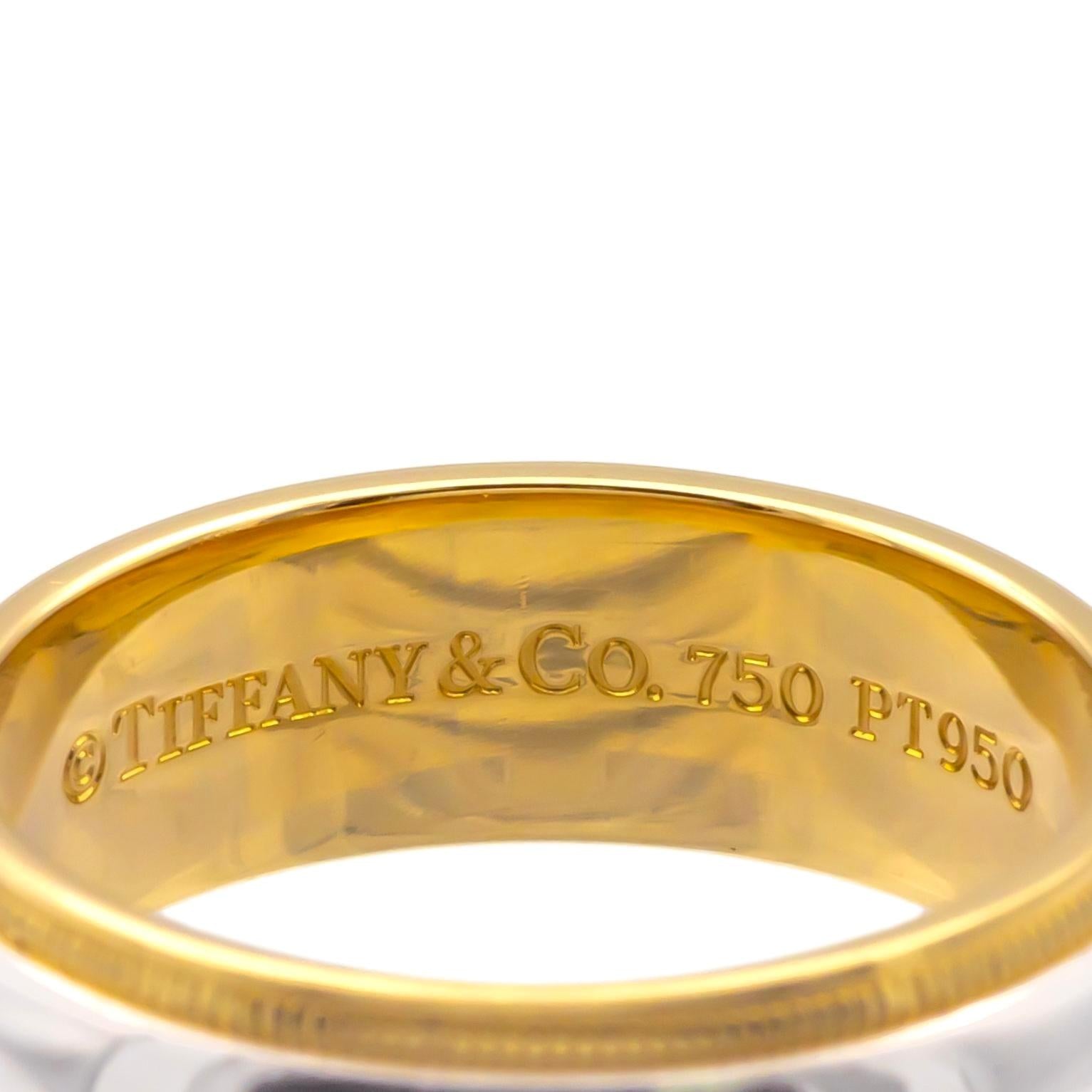 Tiffany & Co. Platinum 18K Together Double Milgrain Band Ring Size