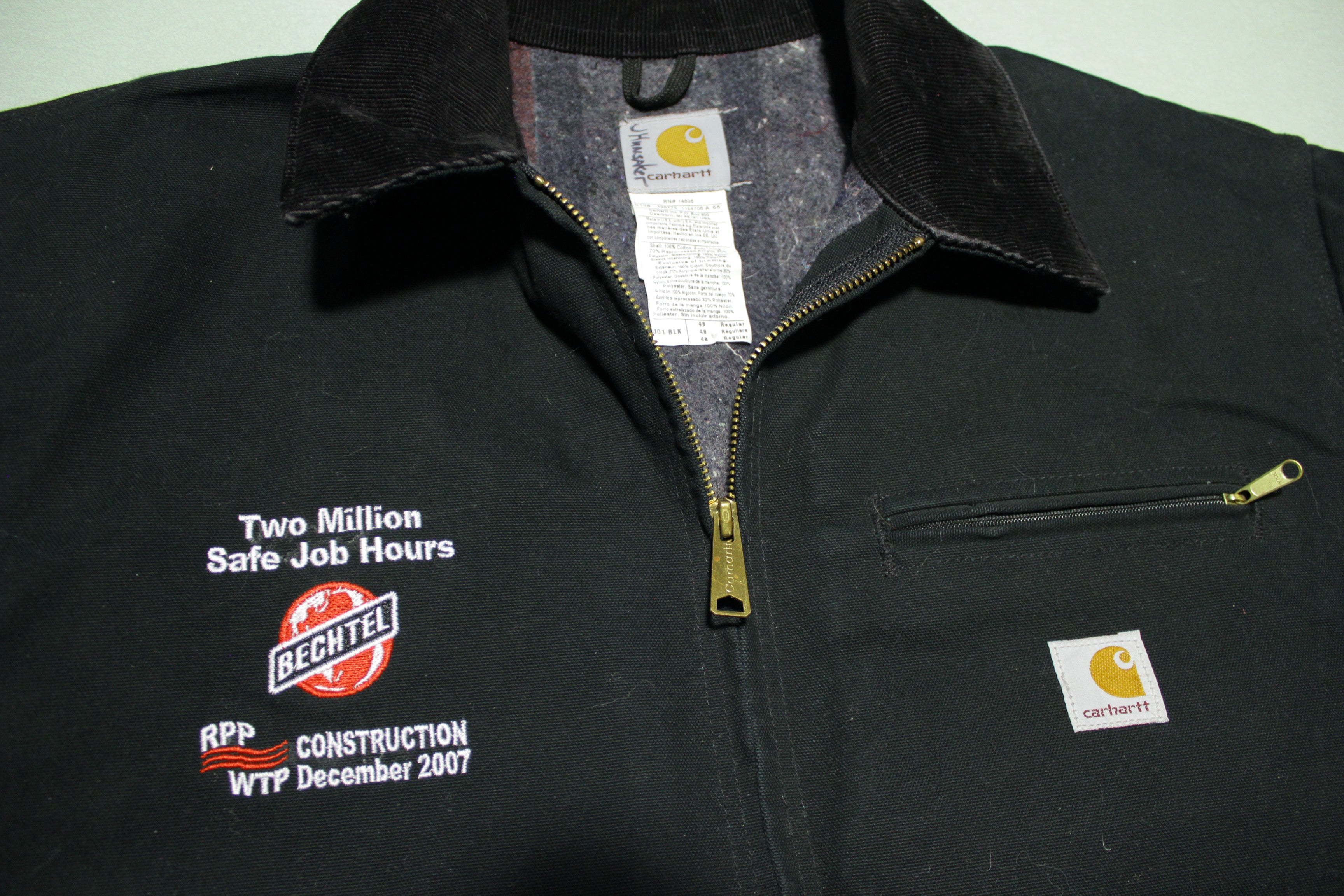 Carhartt J01 BLK Detroit Black Duck Cotton Blanket Lined Jacket 48