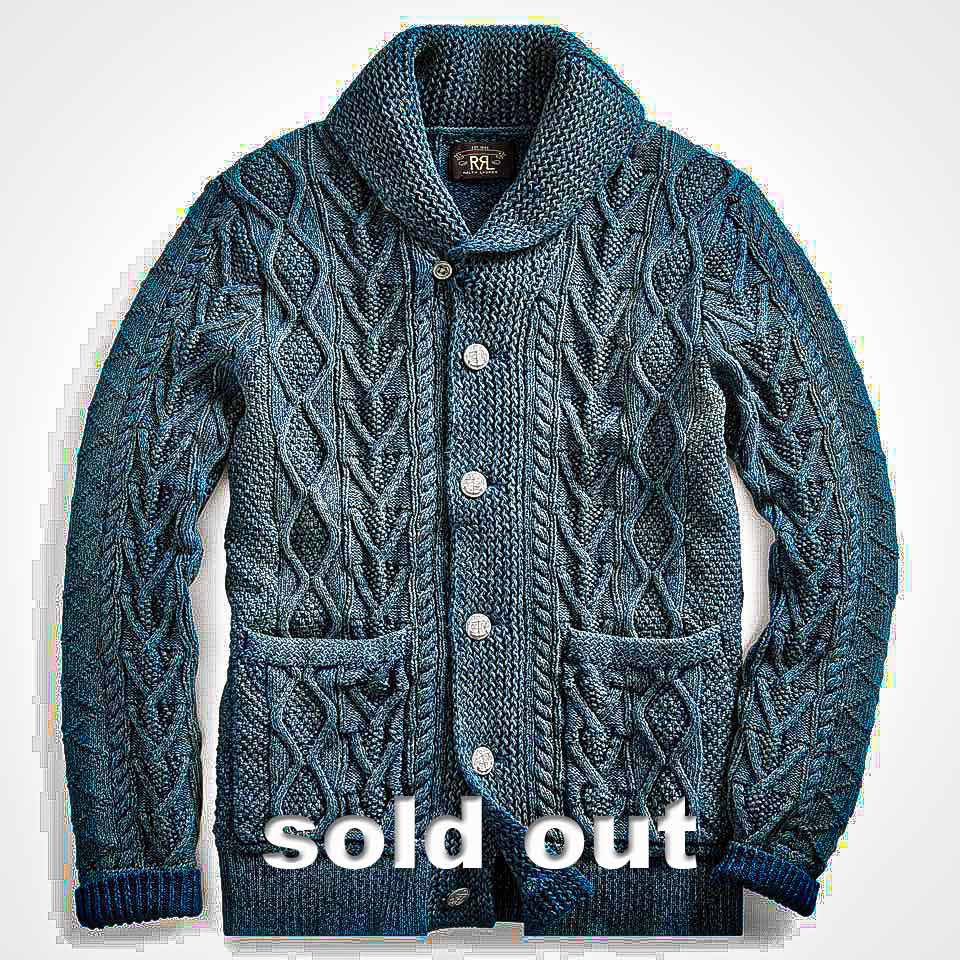 新品タグ付き 」 RRLインディゴ カラーカーディガン コットン＆リネン