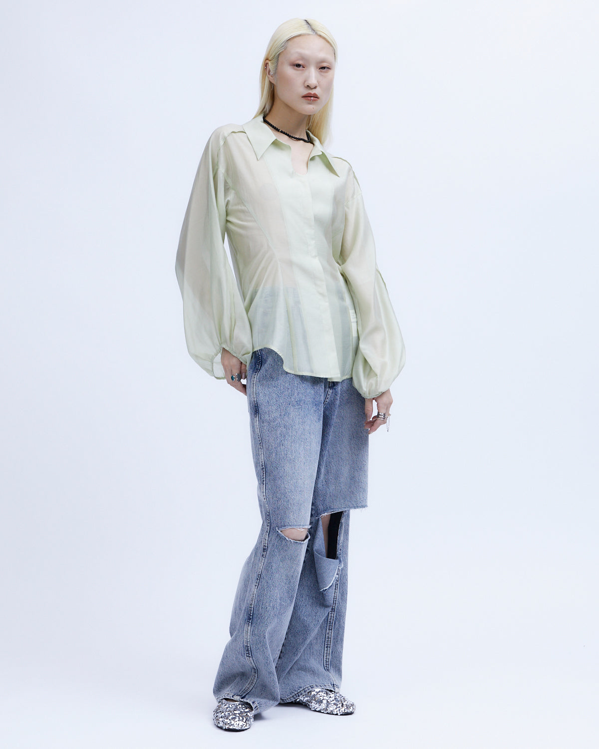 KNEE CUTTING DENIM PANTS | BOTTOMS | STORE | THINGS THAT MATTER