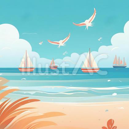 ビーチイラスト - No: 25302340｜無料イラスト・フリー素材なら