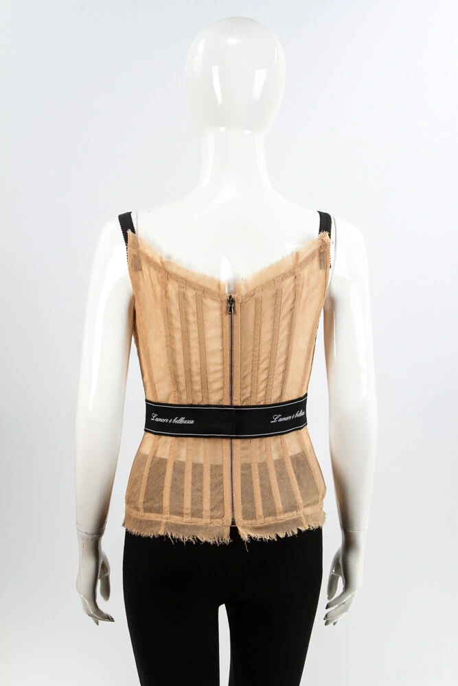Top Corset Dolce & Gabbana Tule Bege/Preto - BFF Shop