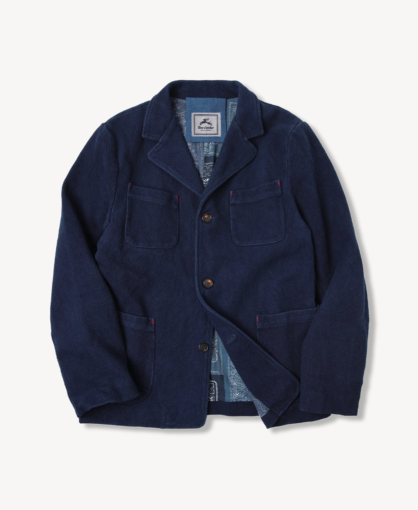 French Indigo-Dyed Sashiko Work Jacket | Time Catcher – Time