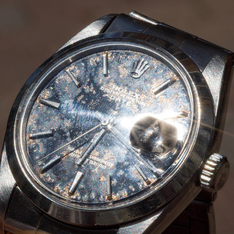 ROLEX OYSTER PERPETUAL DATE Ref.1500 Black Gilt Dial – TIMEANAGRAM